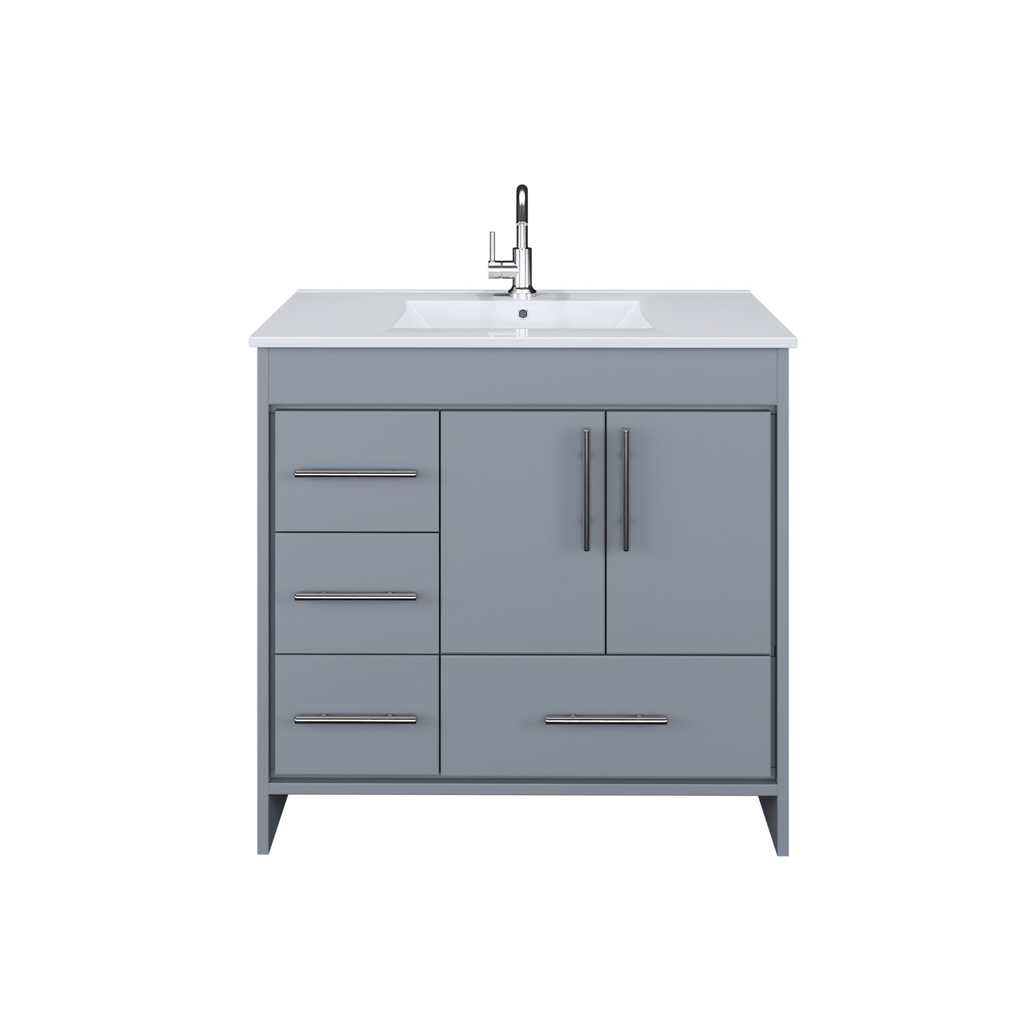 Flow 36" Bathroom Vanity with integrated counter top Left Side Drawers