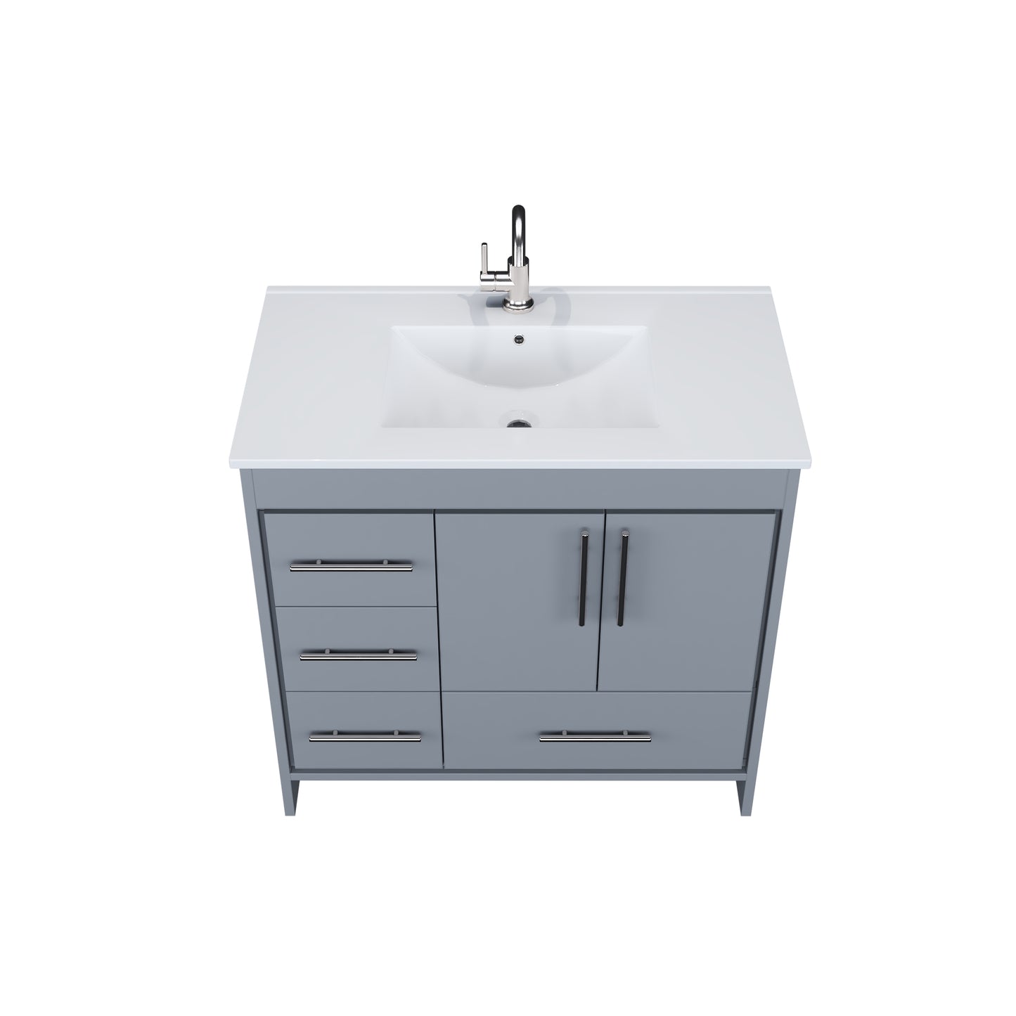 Flow 36" Bathroom Vanity with integrated counter top Left Side Drawers