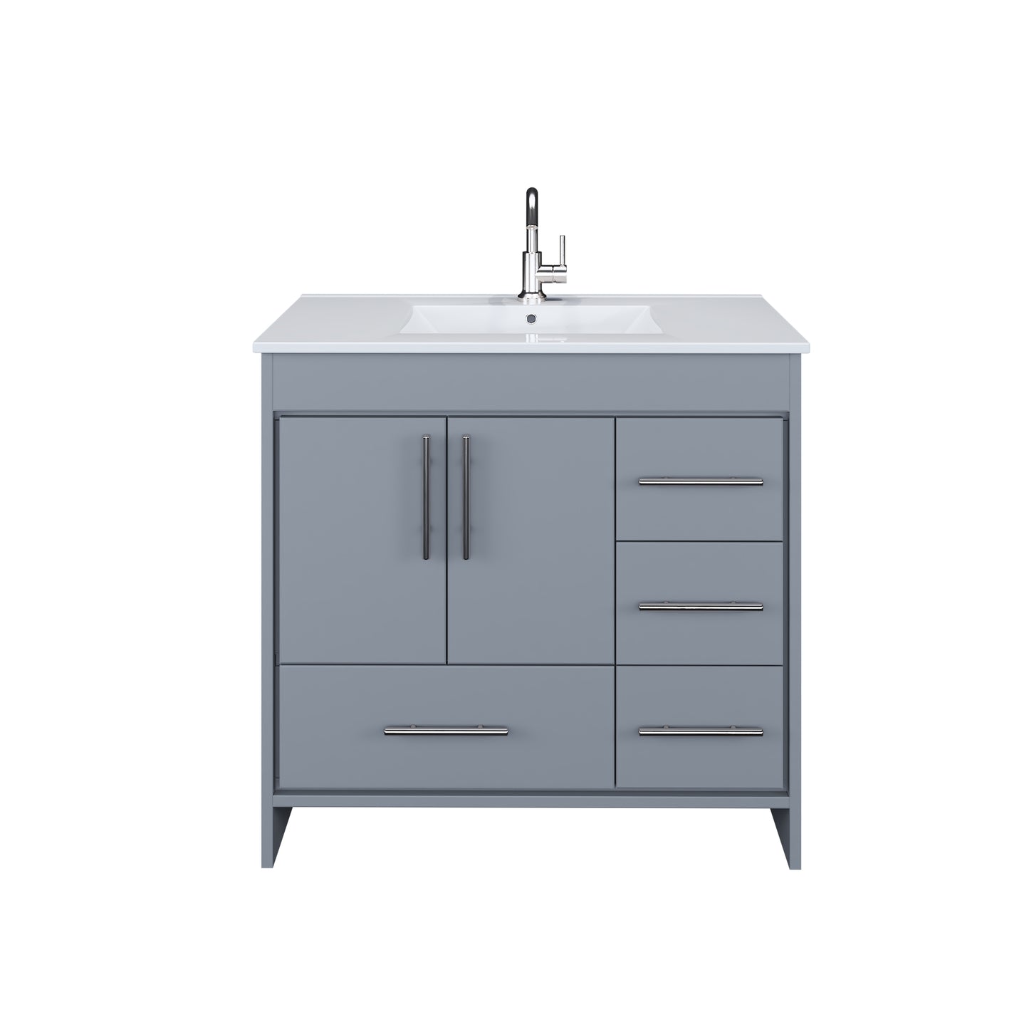 Flow 36" Bathroom Vanity with integrated counter top Right Side Drawers