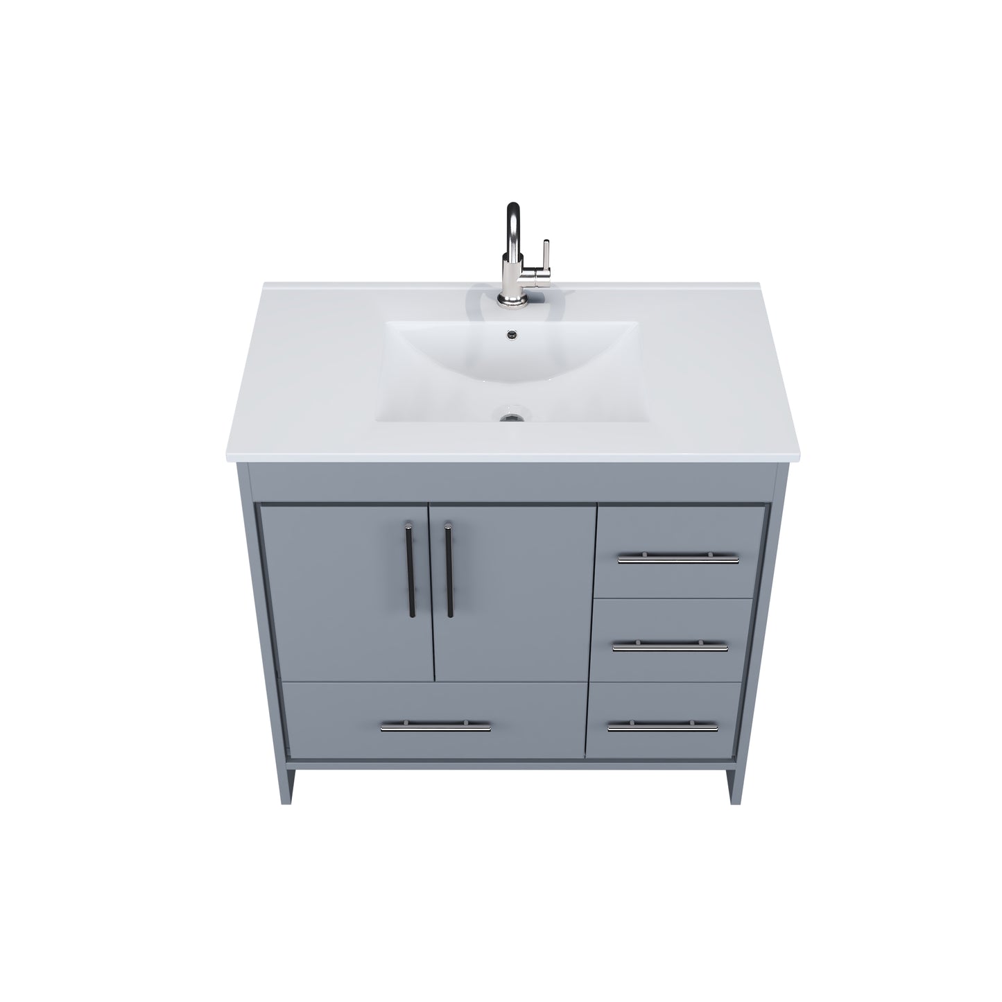 Flow 36" Bathroom Vanity with integrated counter top Right Side Drawers