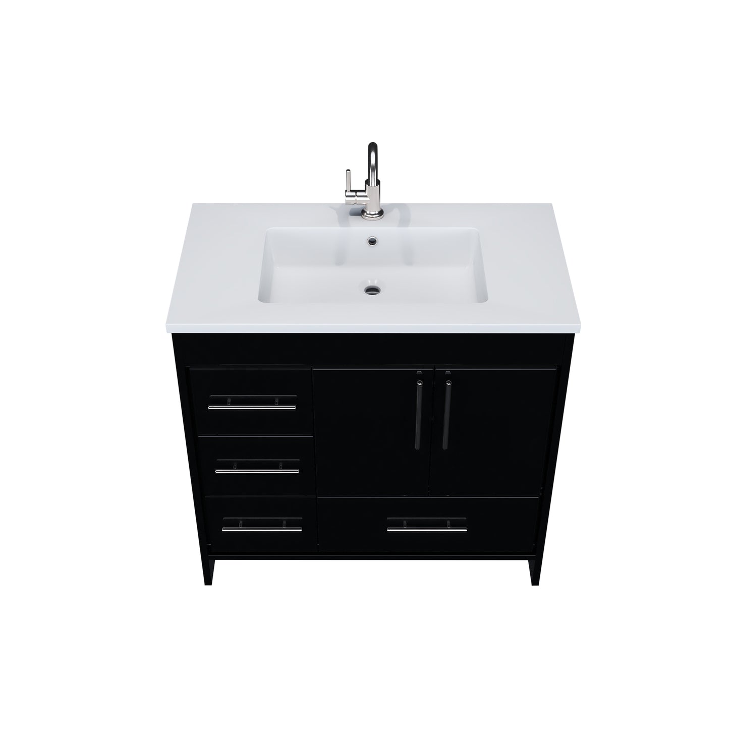 Flow 36" Bathroom Vanity with integrated counter top Left Side Drawers