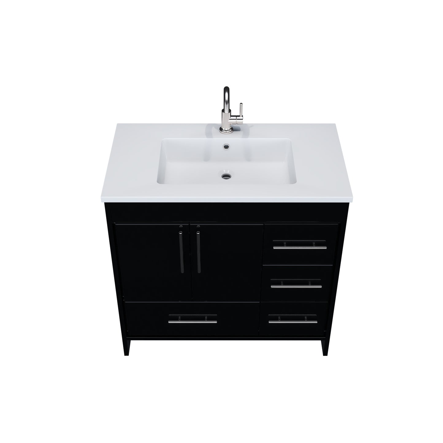 Flow 36" Bathroom Vanity with integrated counter top Right Side Drawers