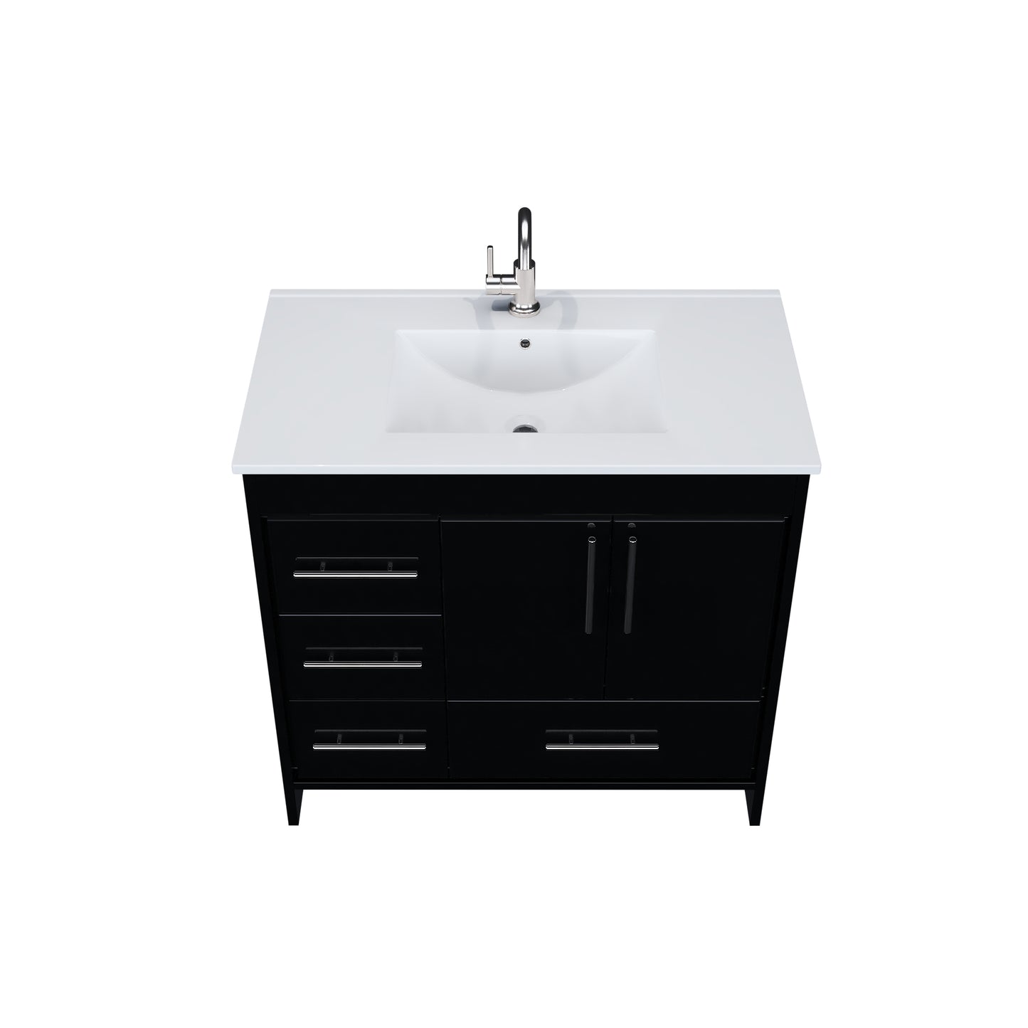 Flow 36" Bathroom Vanity with integrated counter top Left Side Drawers