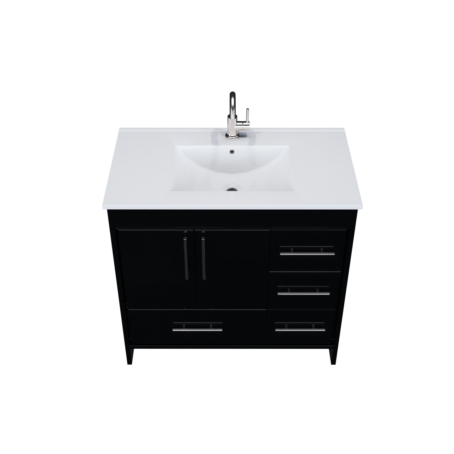 Flow 36" Bathroom Vanity with integrated counter top Right Side Drawers
