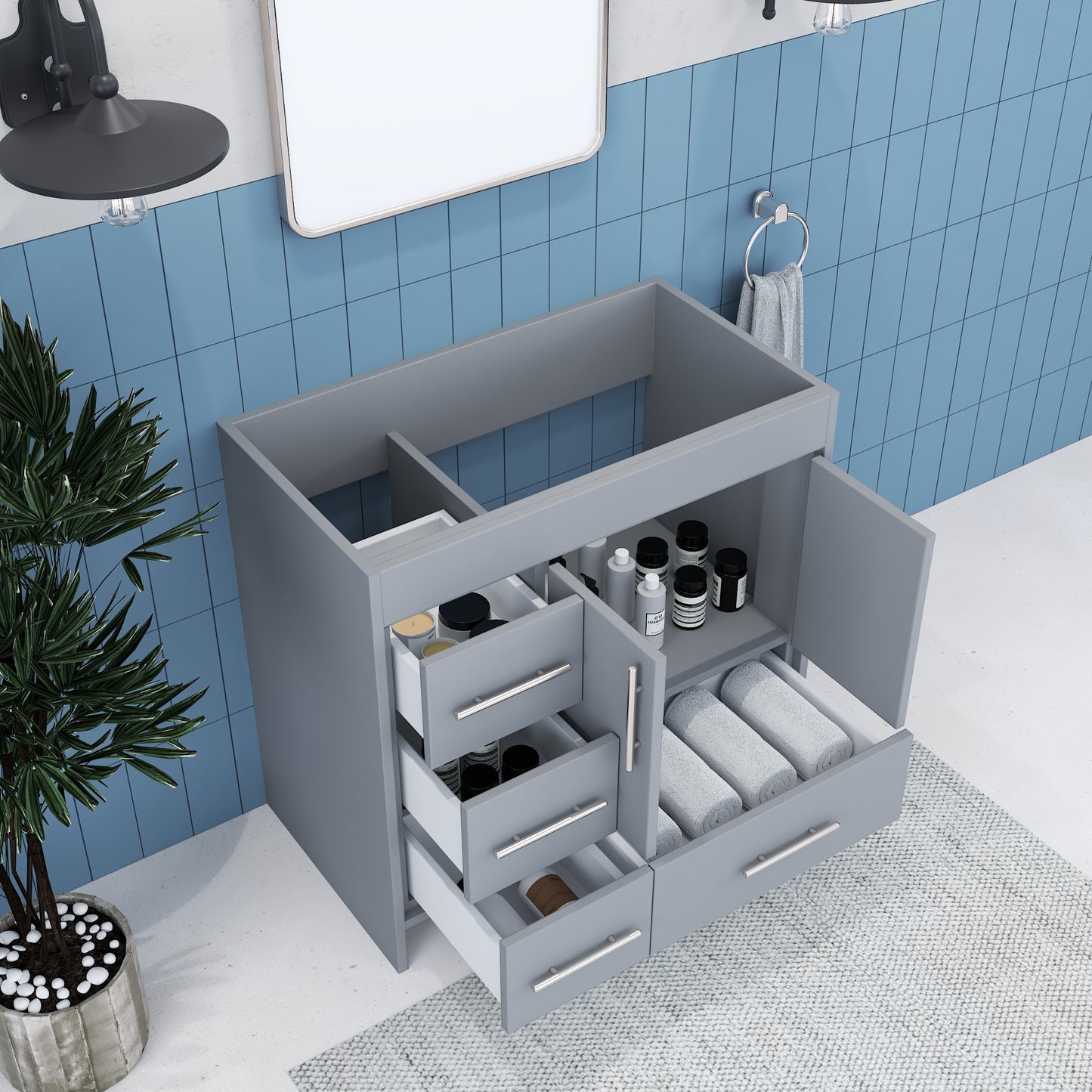 Flow 36" Bathroom Vanity Left Side Drawers Cabinet Only