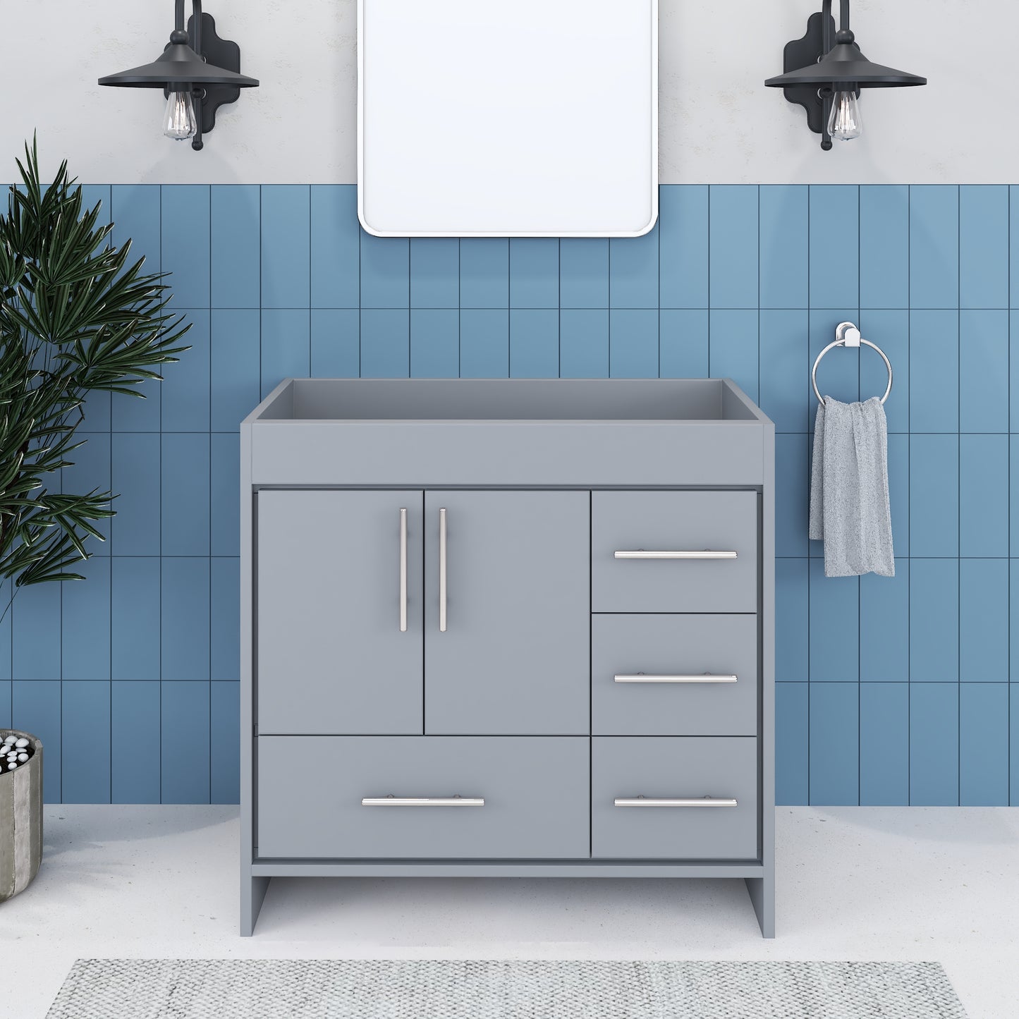 Flow 36" Bathroom Vanity Right Side Drawers Cabinet Only