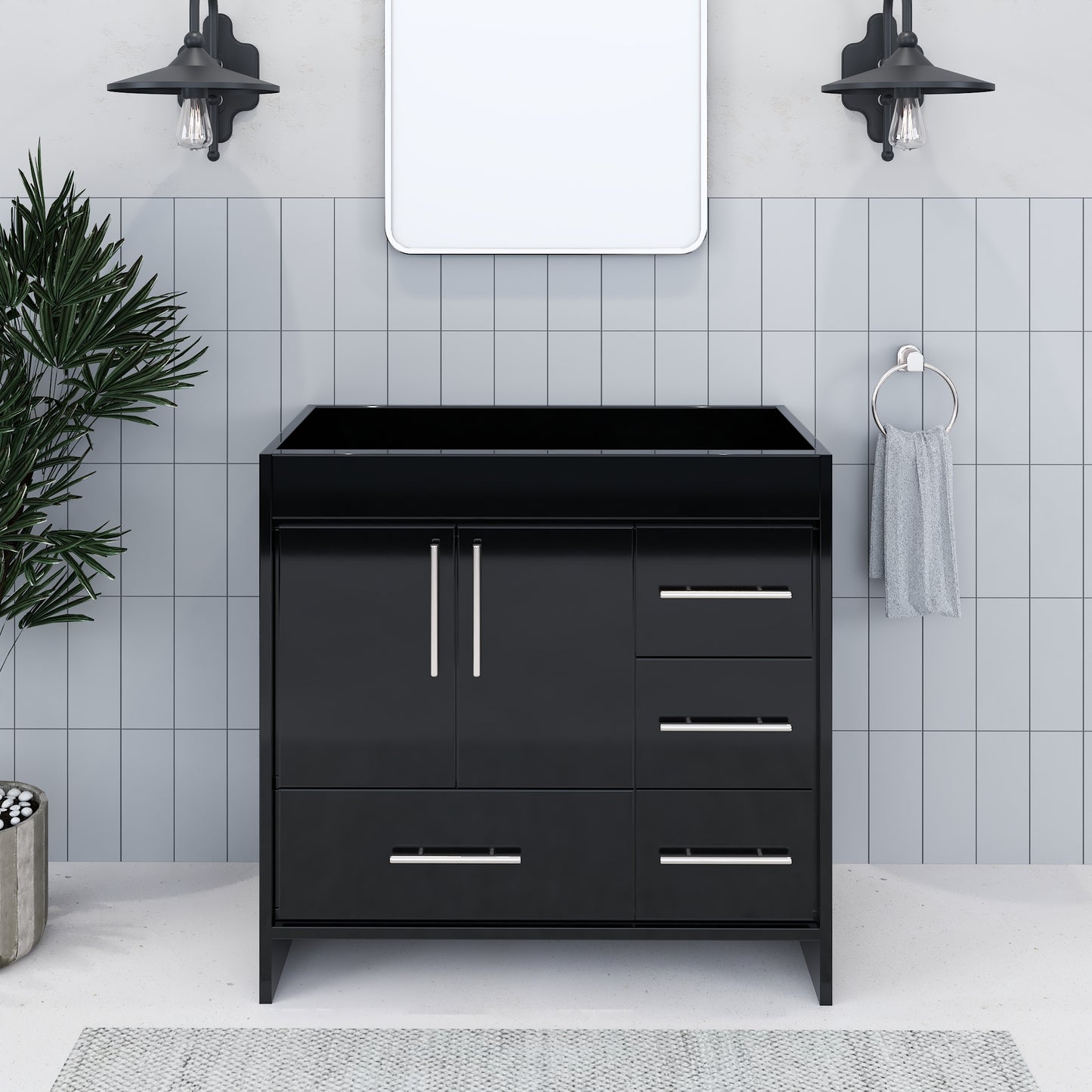 Flow 40" Bathroom Vanity Right Side Drawers Cabinet Only