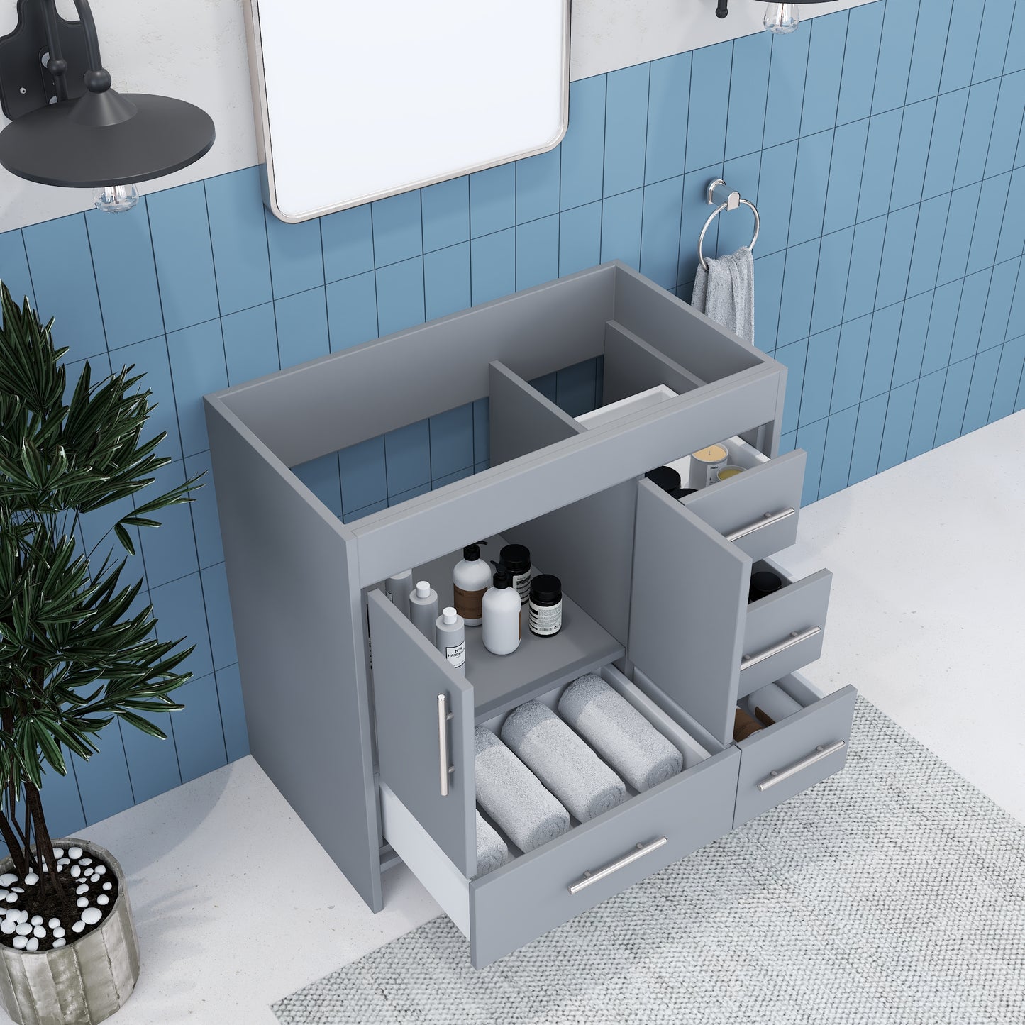 Flow 36" Bathroom Vanity Right Side Drawers Cabinet Only