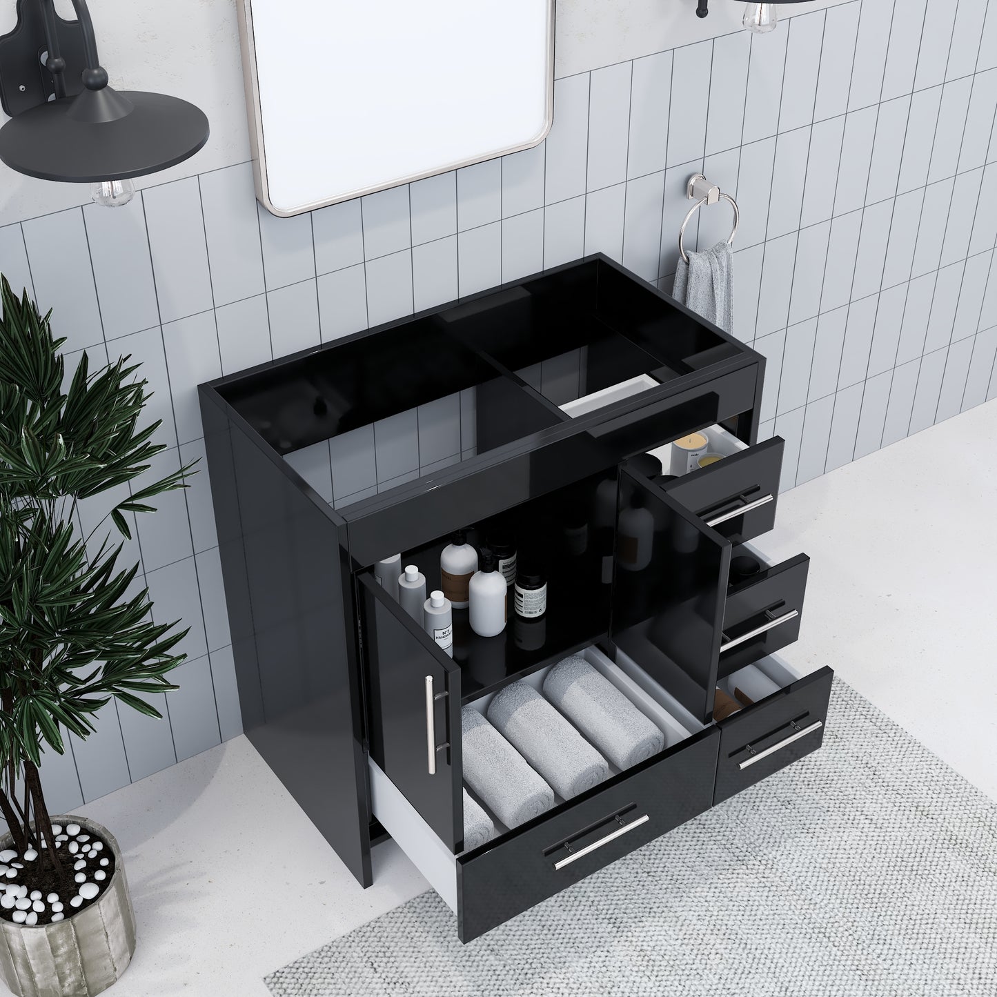 Flow 40" Bathroom Vanity Right Side Drawers Cabinet Only