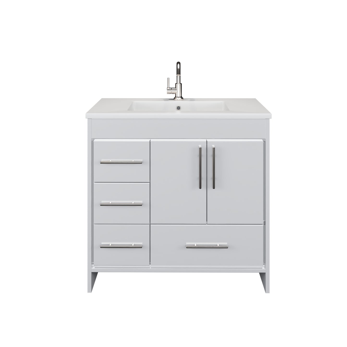 Flow 36" Bathroom Vanity with integrated counter top Left Side Drawers
