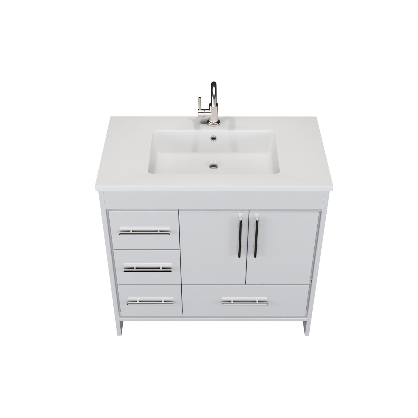 Flow 36" Bathroom Vanity with integrated counter top Left Side Drawers