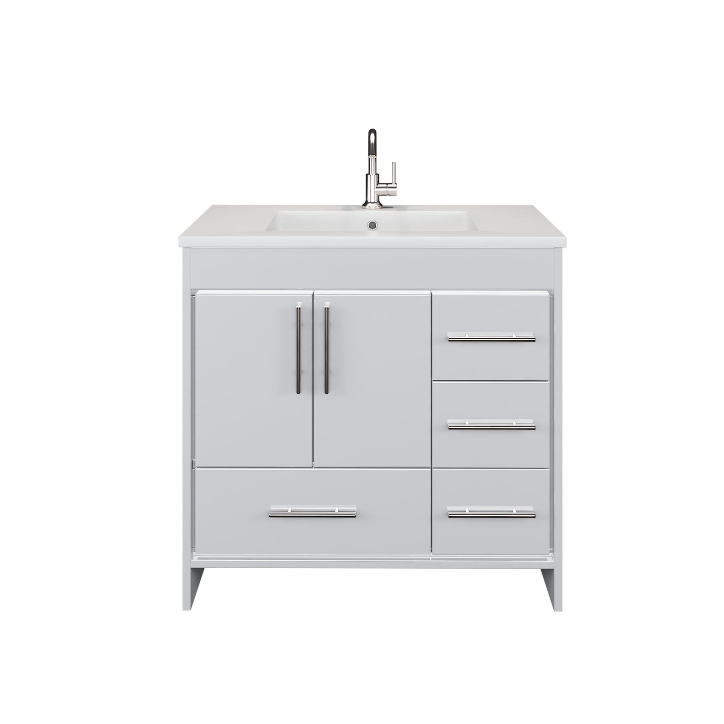 Flow 36" Bathroom Vanity with integrated counter top Right Side Drawers