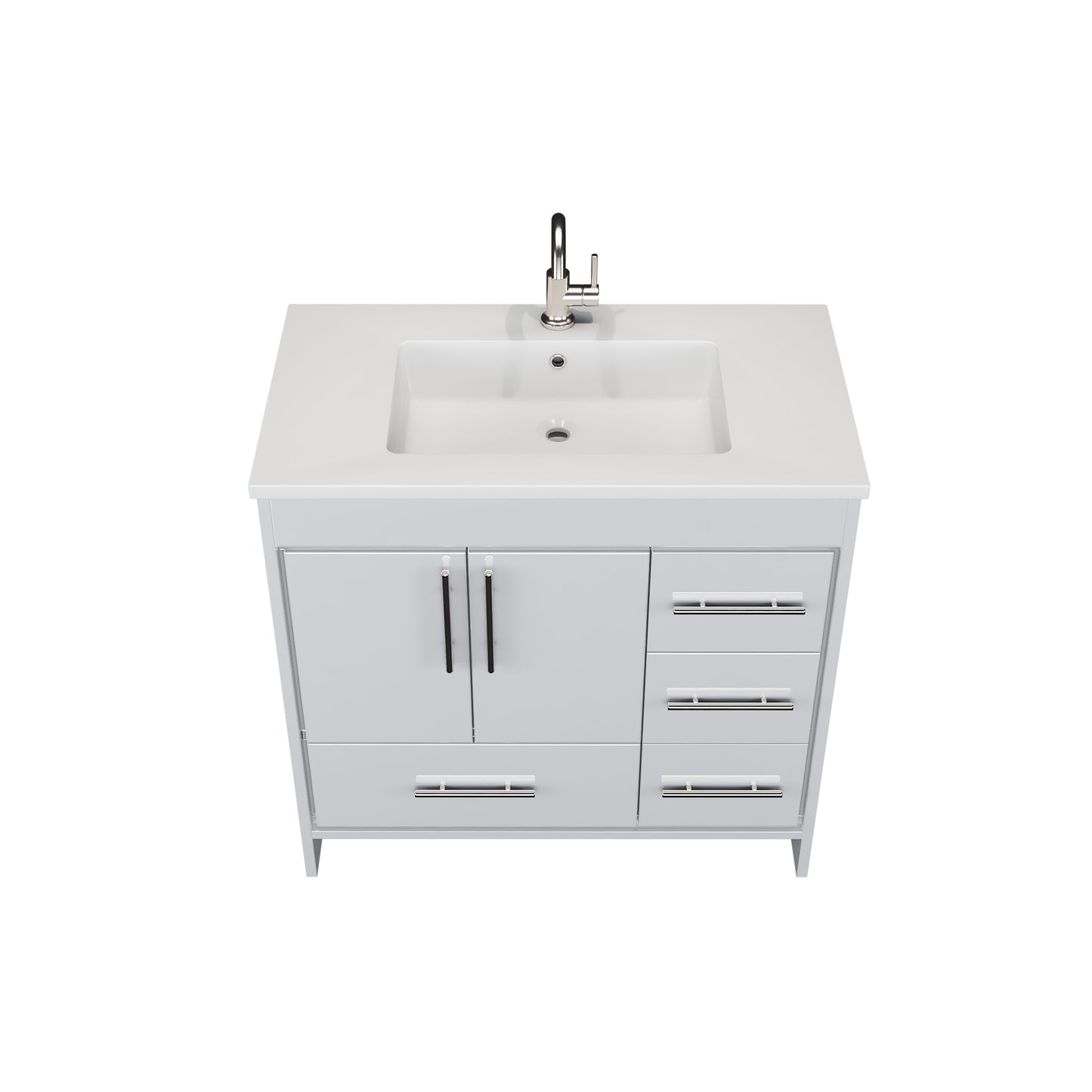 Flow 36" Bathroom Vanity with integrated counter top Right Side Drawers