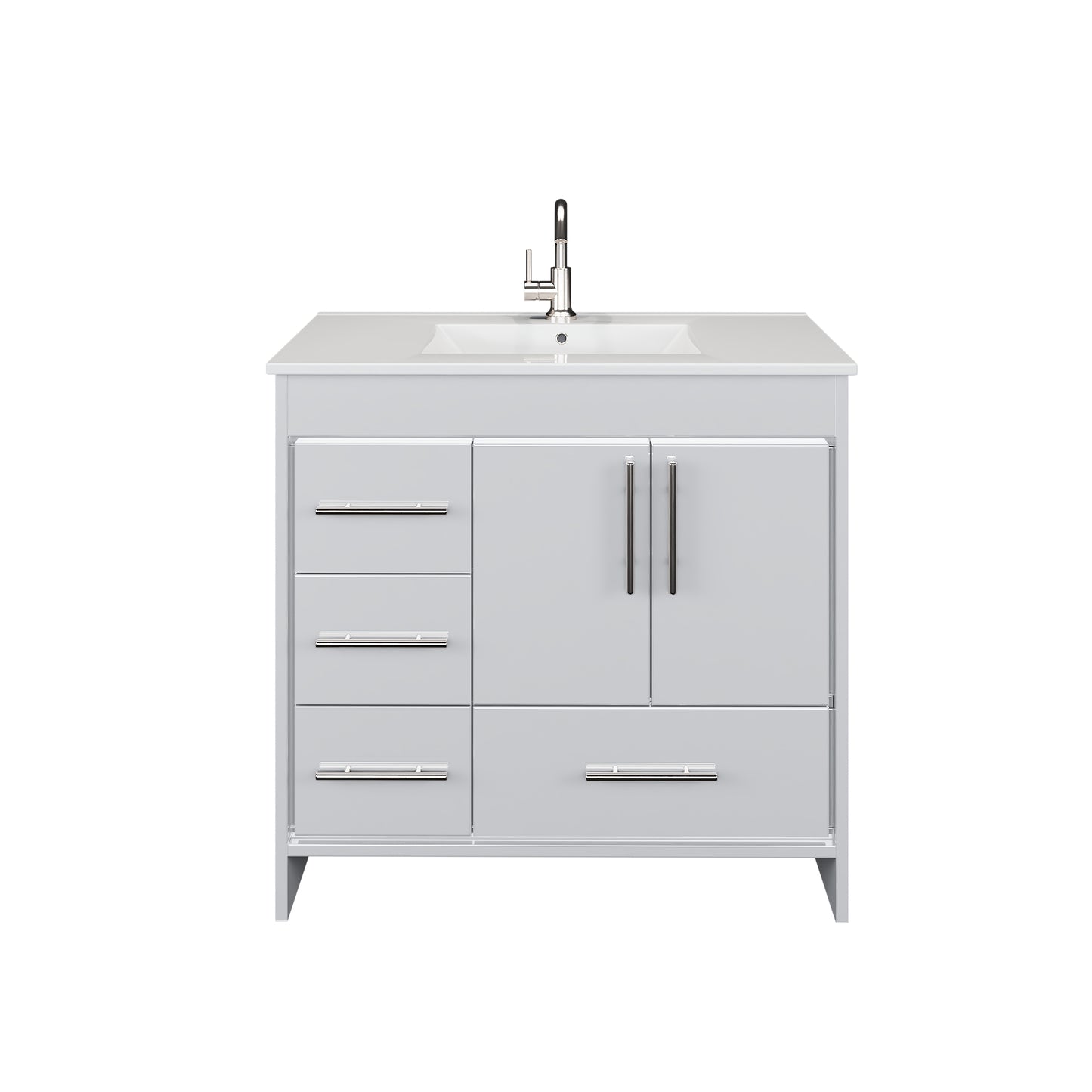Flow 36" Bathroom Vanity with integrated counter top Left Side Drawers