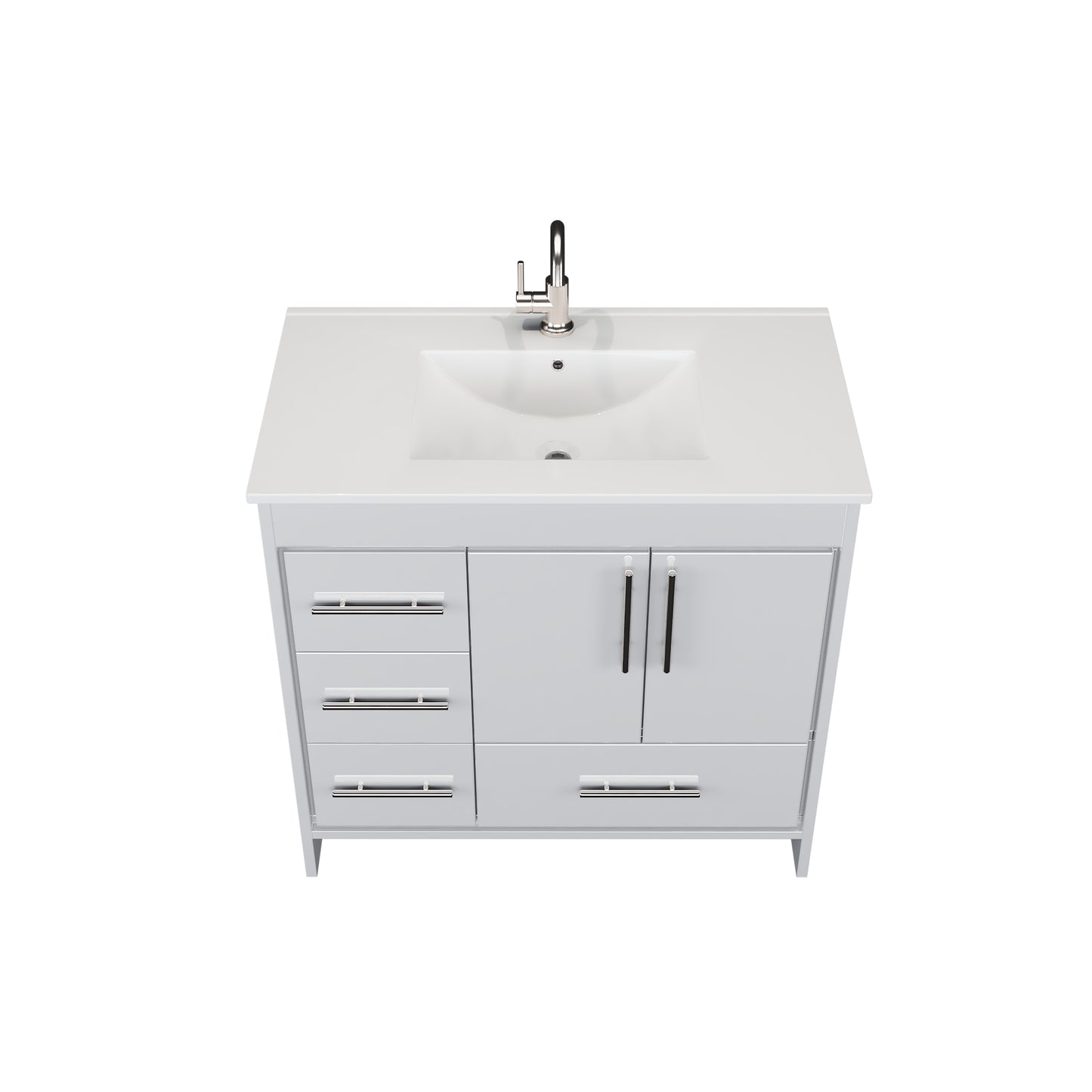 Flow 36" Bathroom Vanity with integrated counter top Left Side Drawers