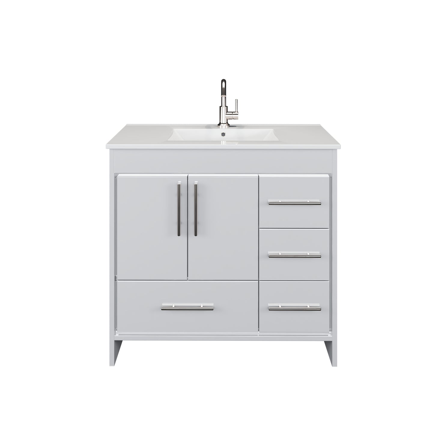 Flow 36" Bathroom Vanity with integrated counter top Right Side Drawers