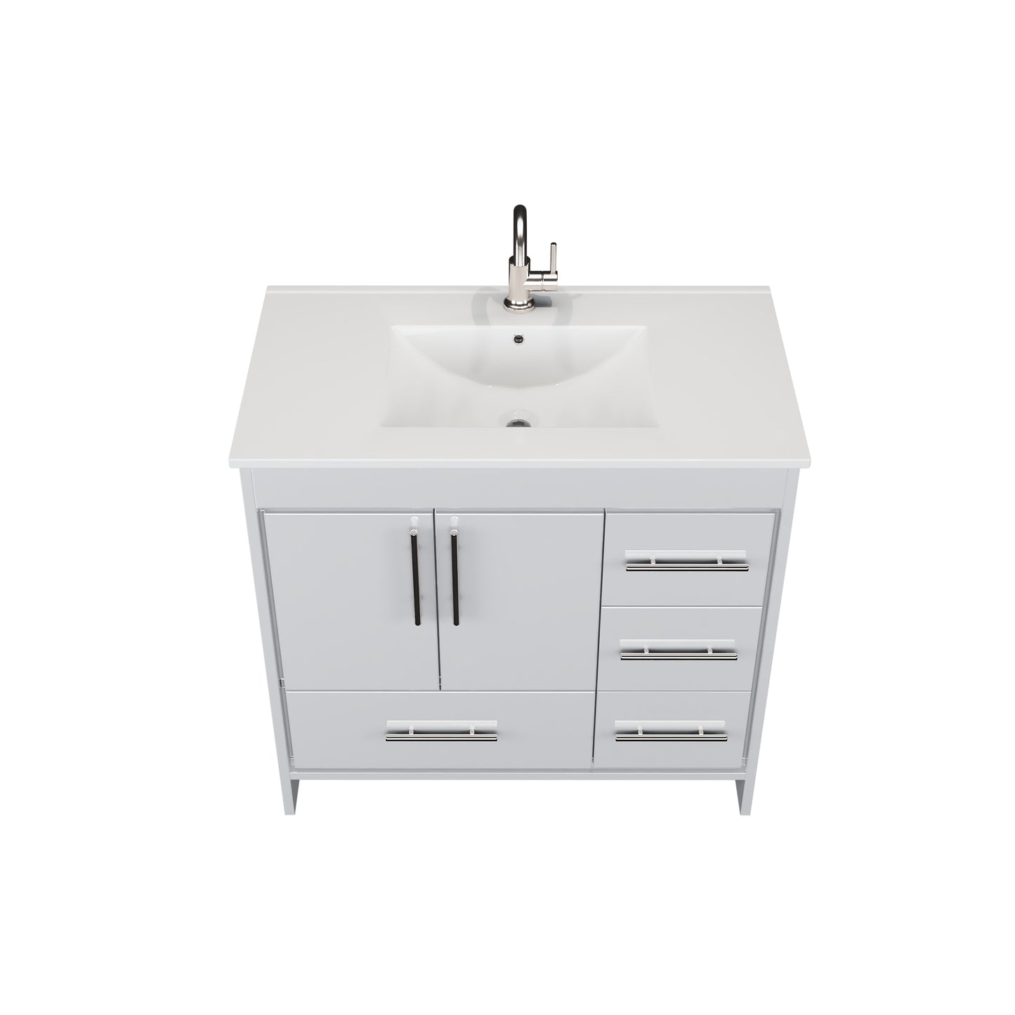 Flow 36" Bathroom Vanity with integrated counter top Right Side Drawers