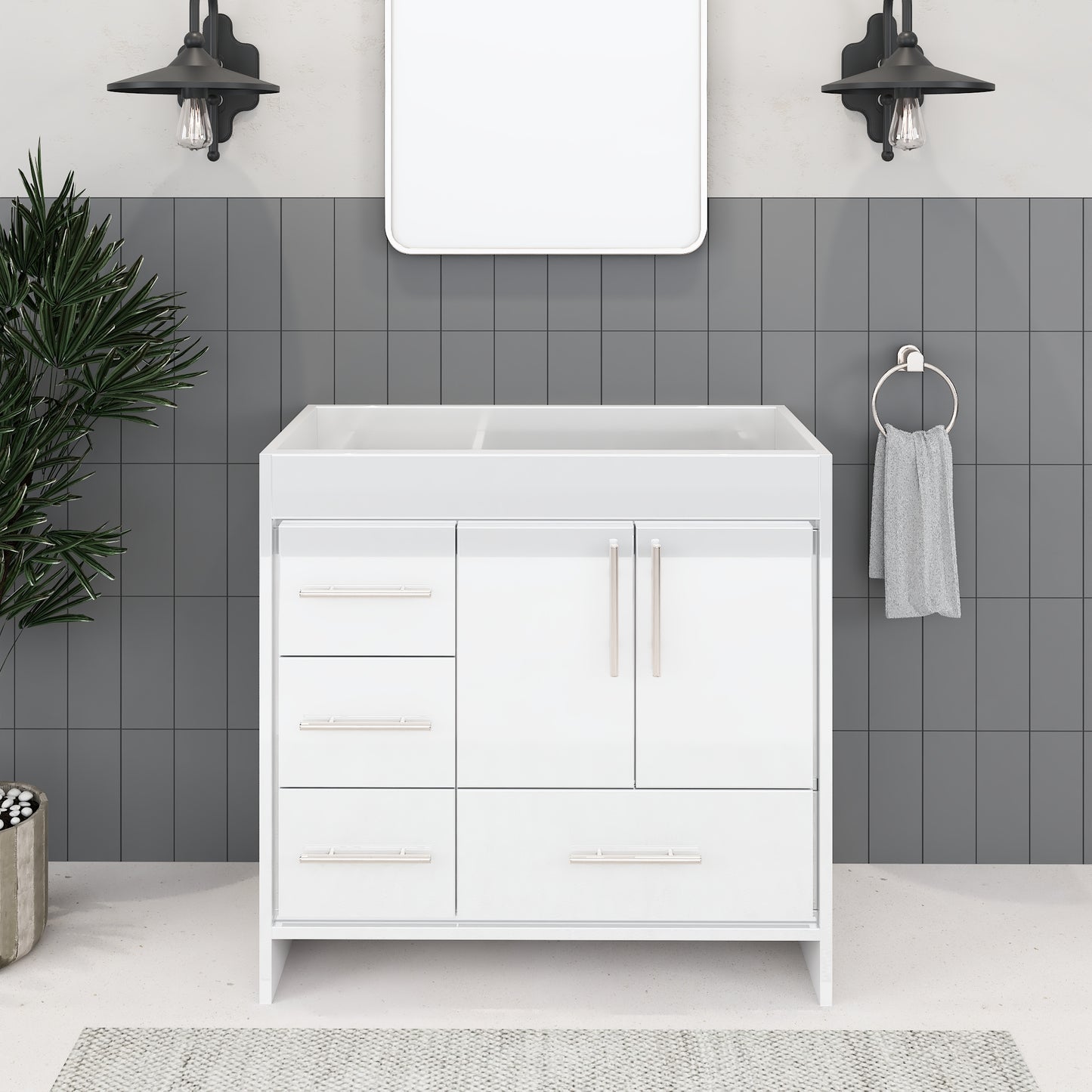 Flow 36" Bathroom Vanity Left Side Drawers Cabinet Only