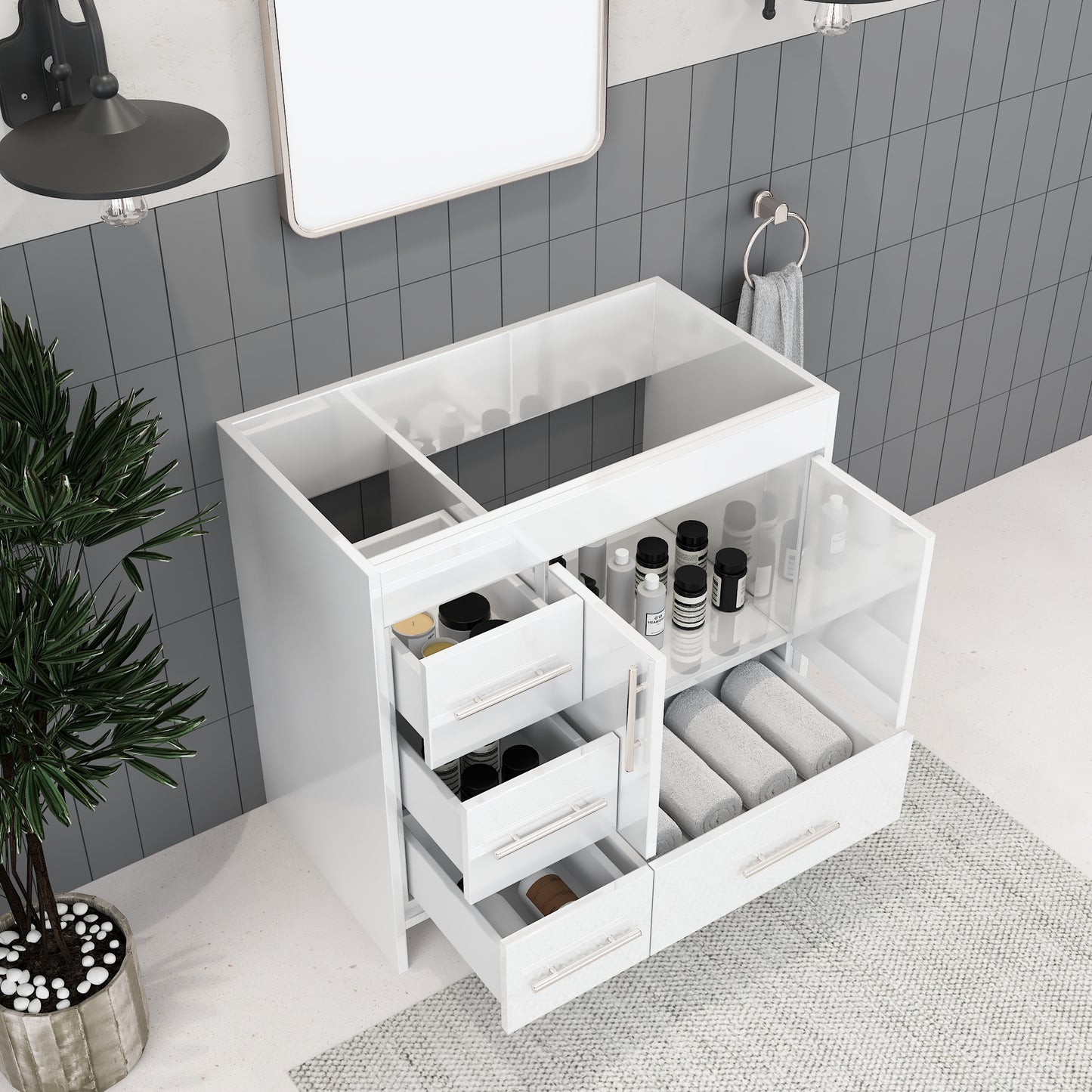 Flow 36" Bathroom Vanity Left Side Drawers Cabinet Only