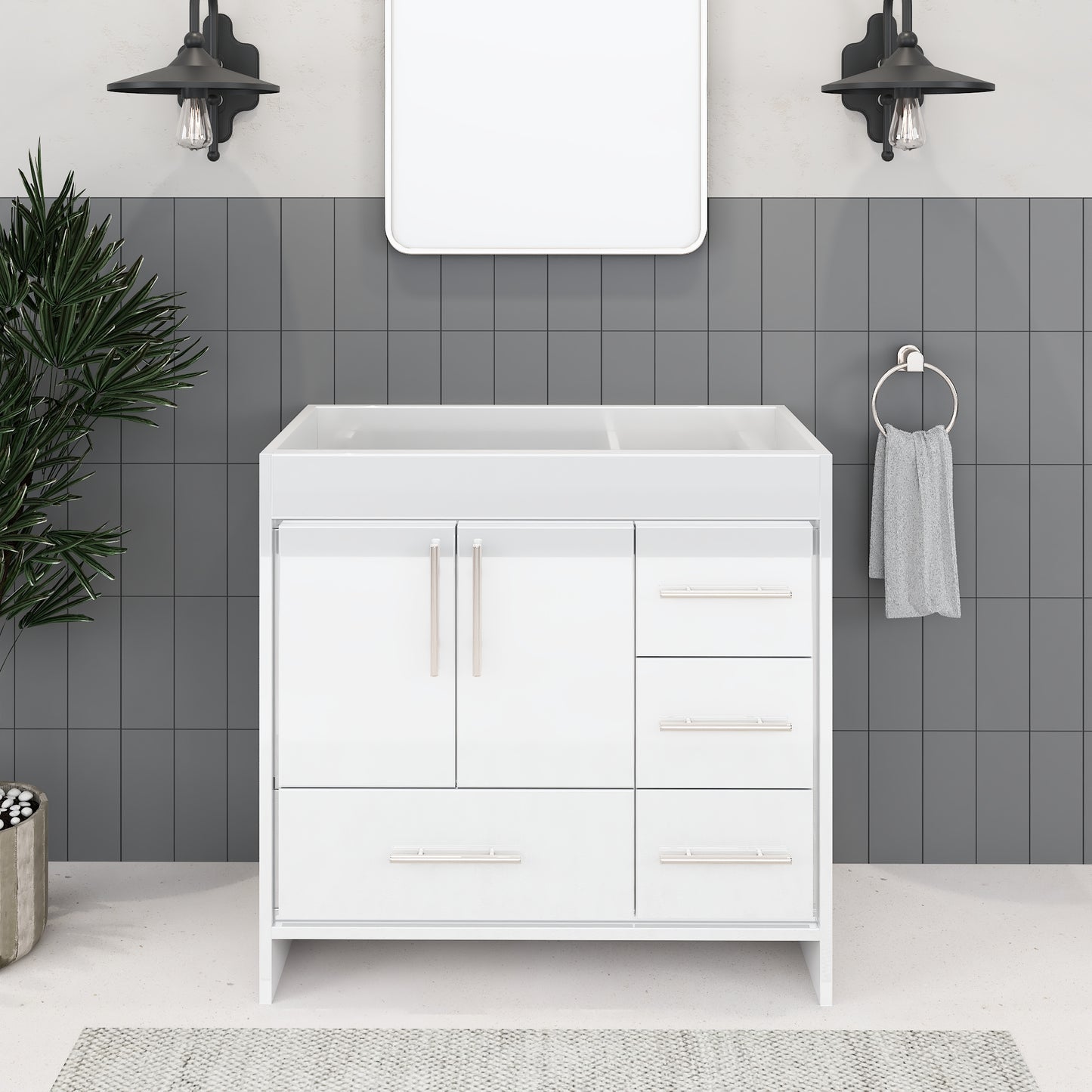 Flow 36" Bathroom Vanity Right Side Drawers Cabinet Only