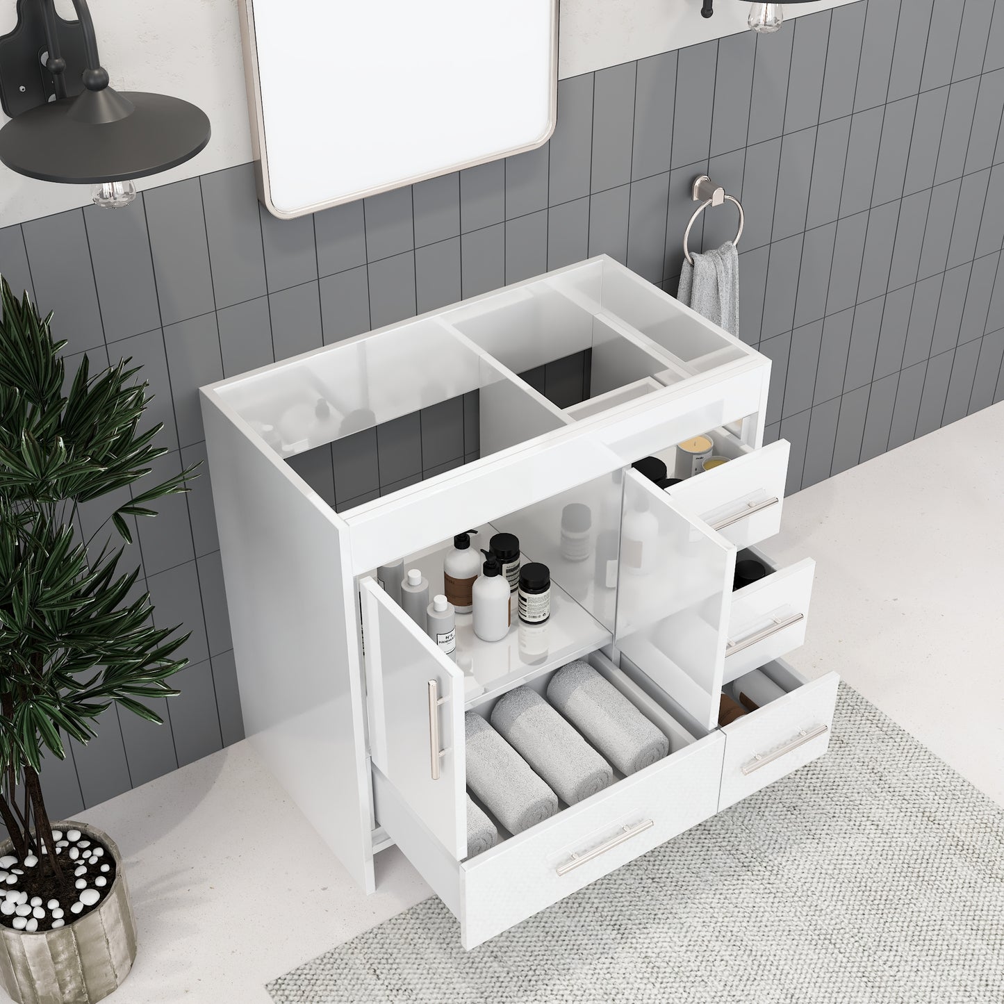 Flow 36" Bathroom Vanity Right Side Drawers Cabinet Only
