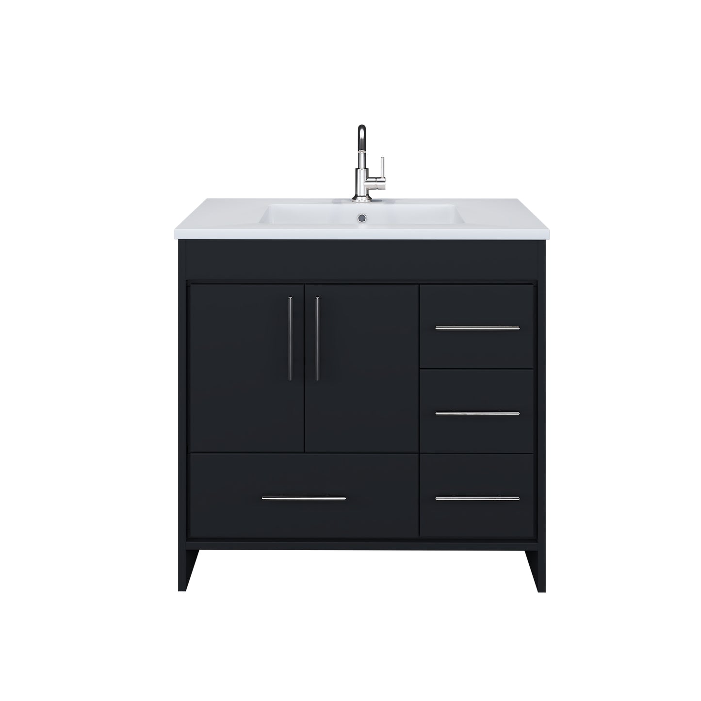 Flow 36" Bathroom Vanity with integrated counter top Right Side Drawers
