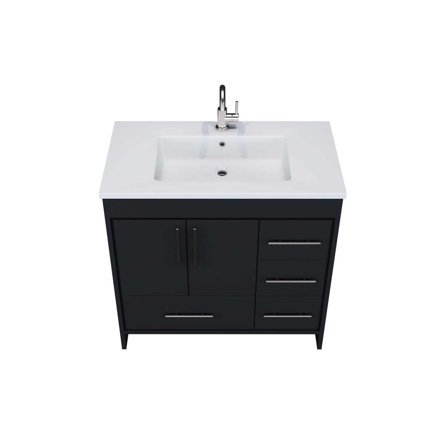 Flow 36" Bathroom Vanity with integrated counter top Right Side Drawers