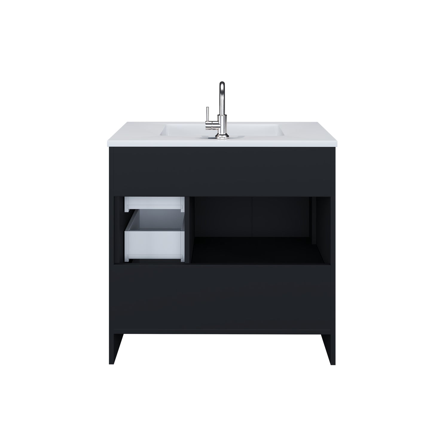 Flow 36" Bathroom Vanity with integrated counter top Right Side Drawers
