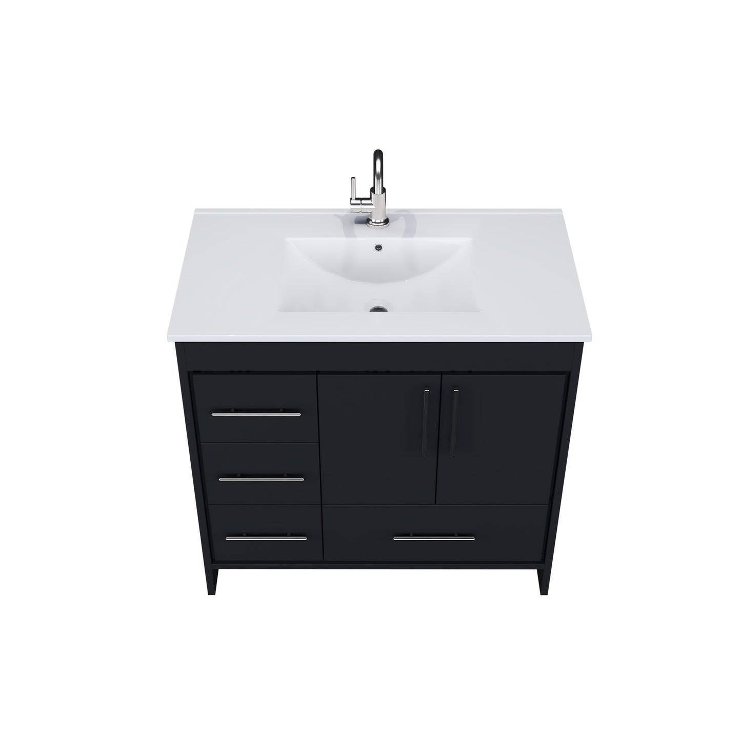 Flow 36" Bathroom Vanity with integrated counter top Left Side Drawers