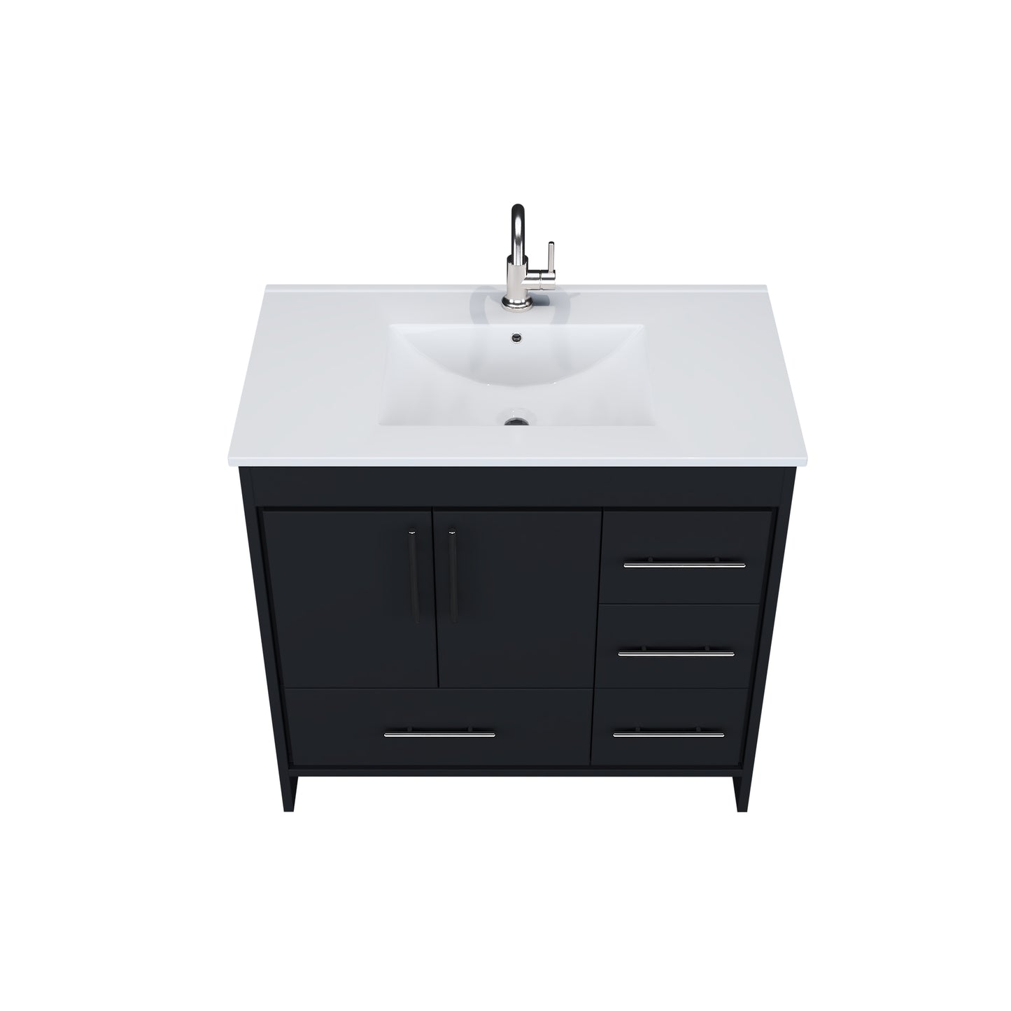 Flow 36" Bathroom Vanity with integrated counter top Right Side Drawers