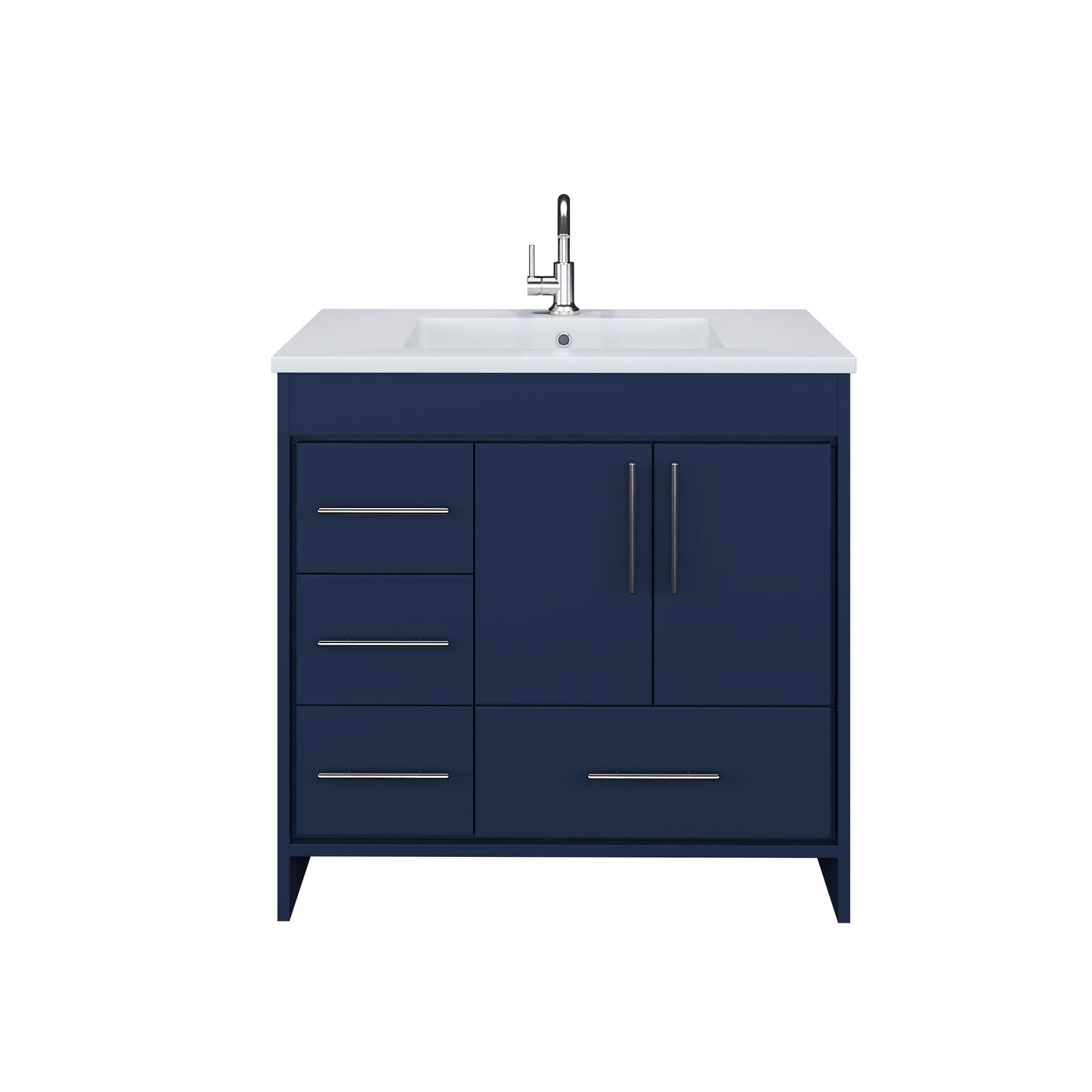 Flow 36" Bathroom Vanity with integrated counter top Left Side Drawers