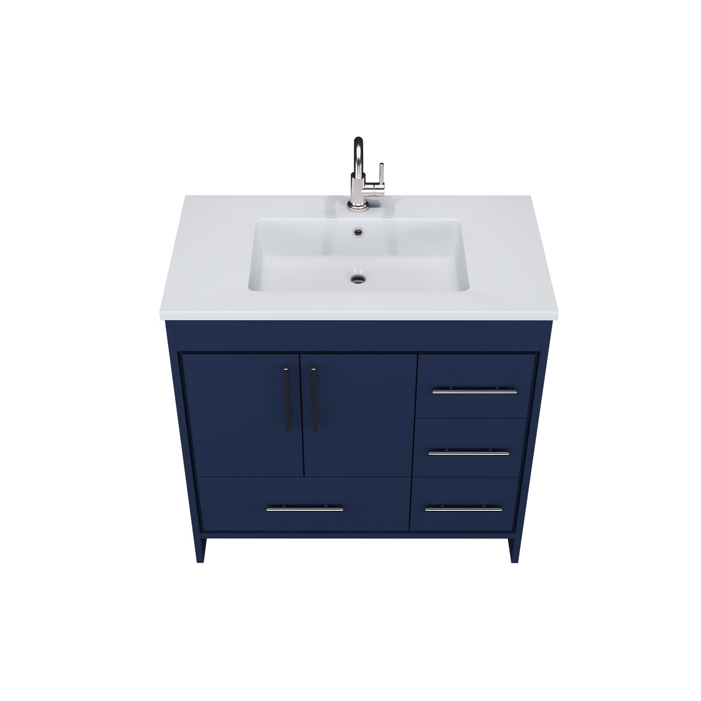 Flow 36" Bathroom Vanity with integrated counter top Right Side Drawers