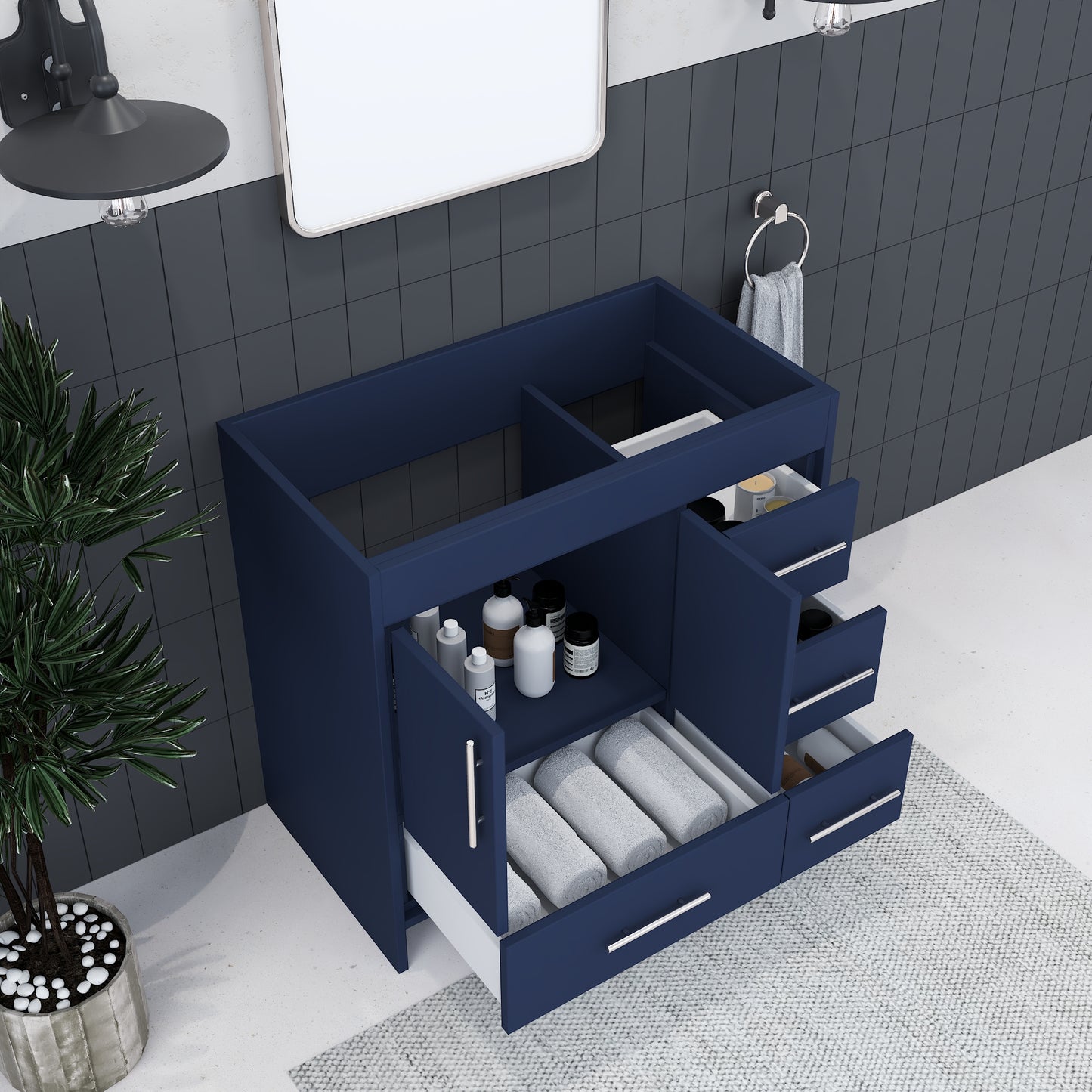 Flow 36" Bathroom Vanity Right Side Drawers Cabinet Only