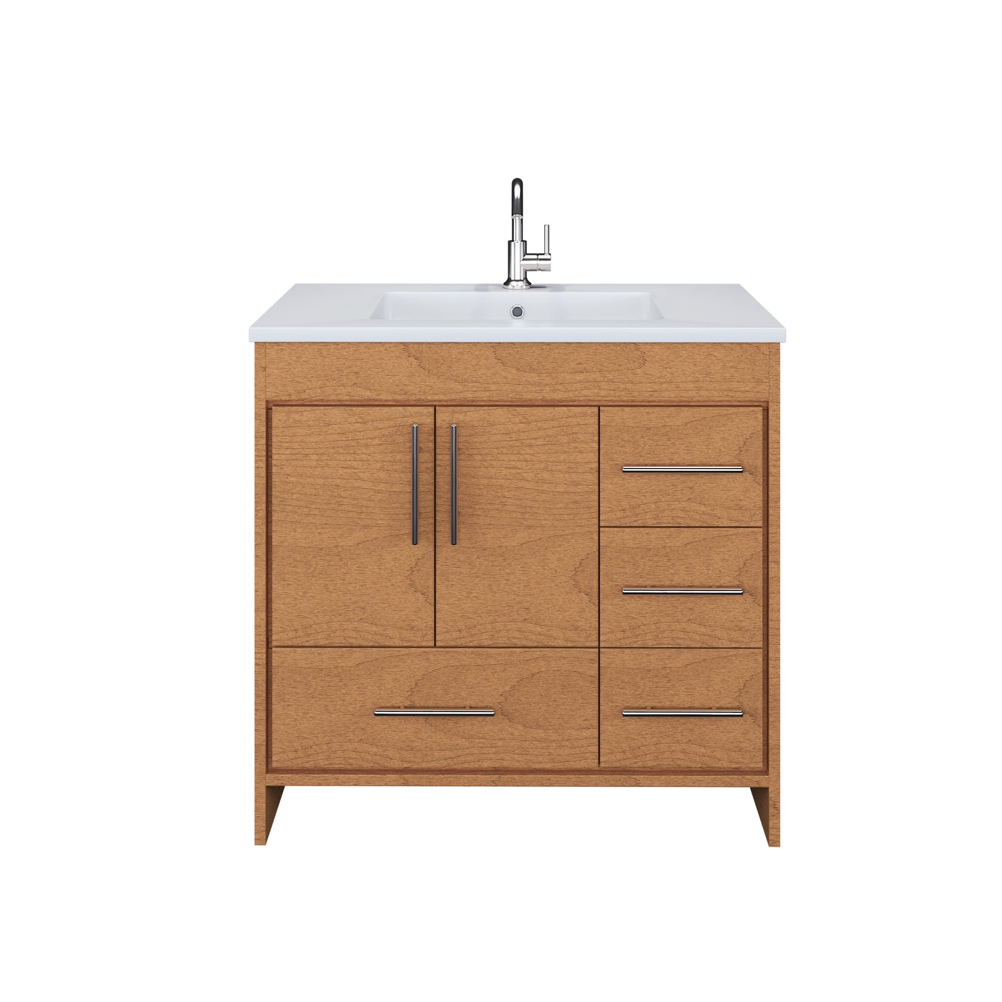 Flow 36" Bathroom Vanity with integrated counter top Right Side Drawers