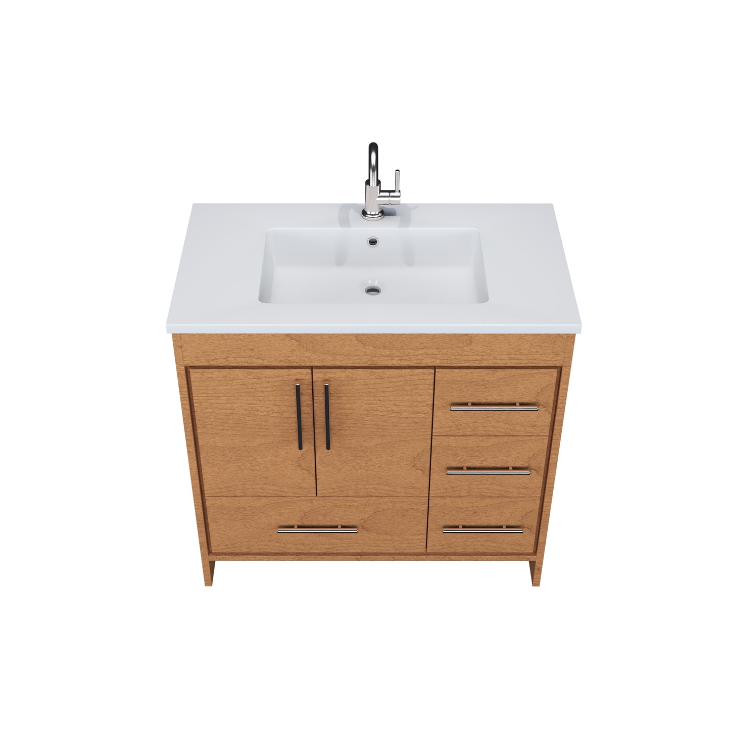 Flow 36" Bathroom Vanity with integrated counter top Right Side Drawers