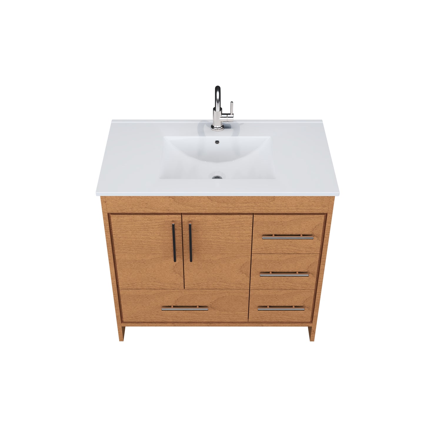 Flow 36" Bathroom Vanity with integrated counter top Right Side Drawers