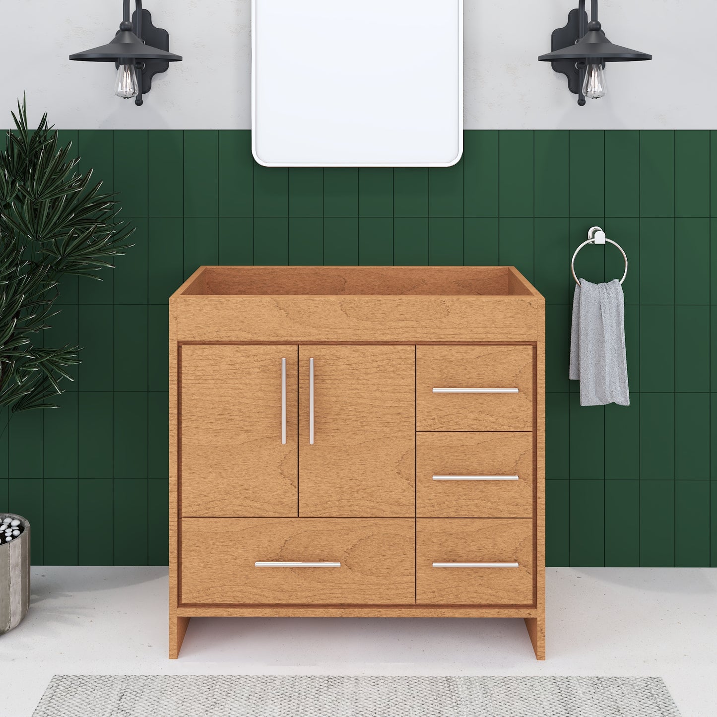 Flow 36" Bathroom Vanity Right Side Drawers Cabinet Only