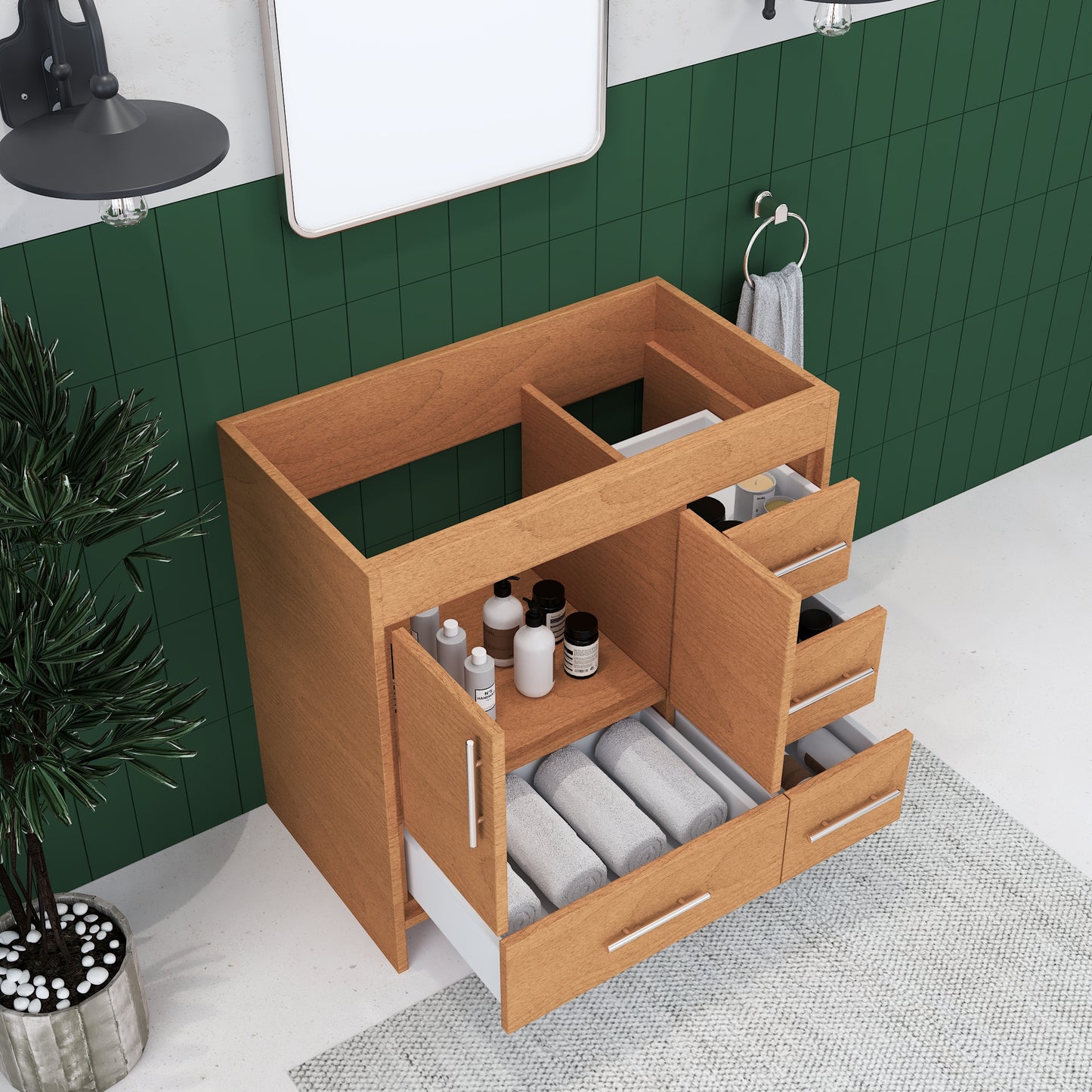 Flow 36" Bathroom Vanity Right Side Drawers Cabinet Only