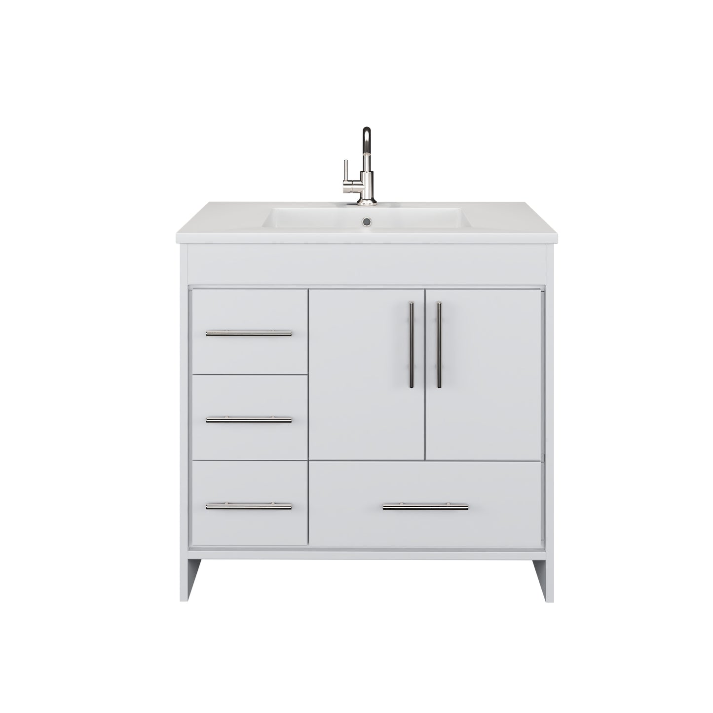 Flow 36" Bathroom Vanity with integrated counter top Left Side Drawers