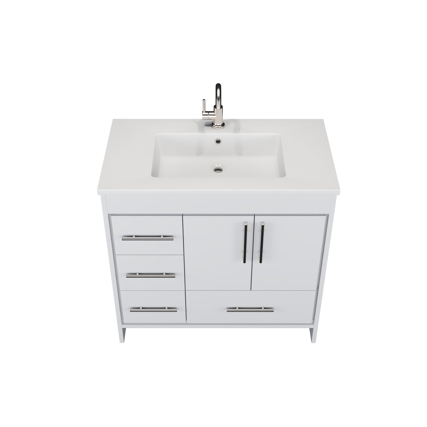 Flow 36" Bathroom Vanity with integrated counter top Left Side Drawers