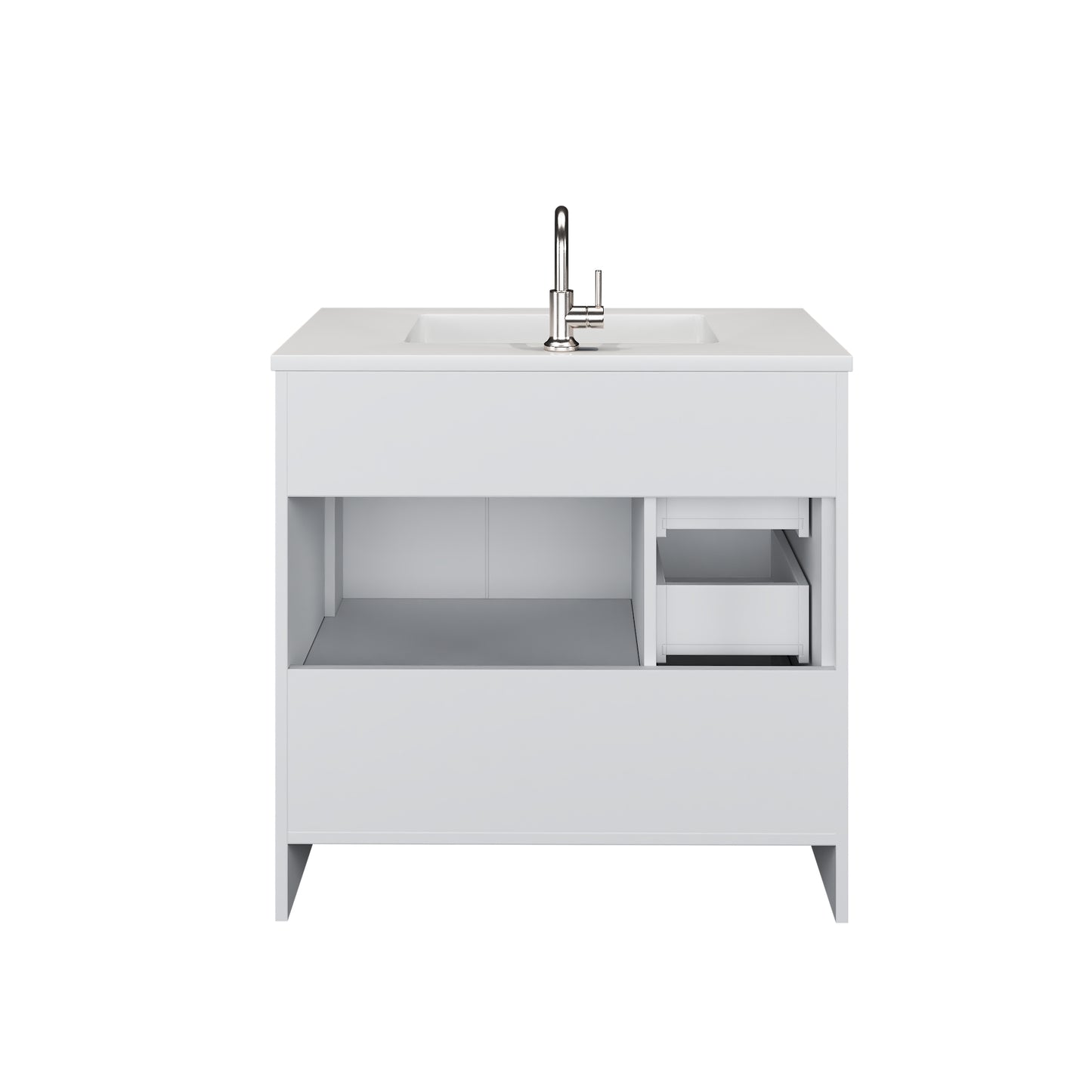 Flow 36" Bathroom Vanity with integrated counter top Left Side Drawers