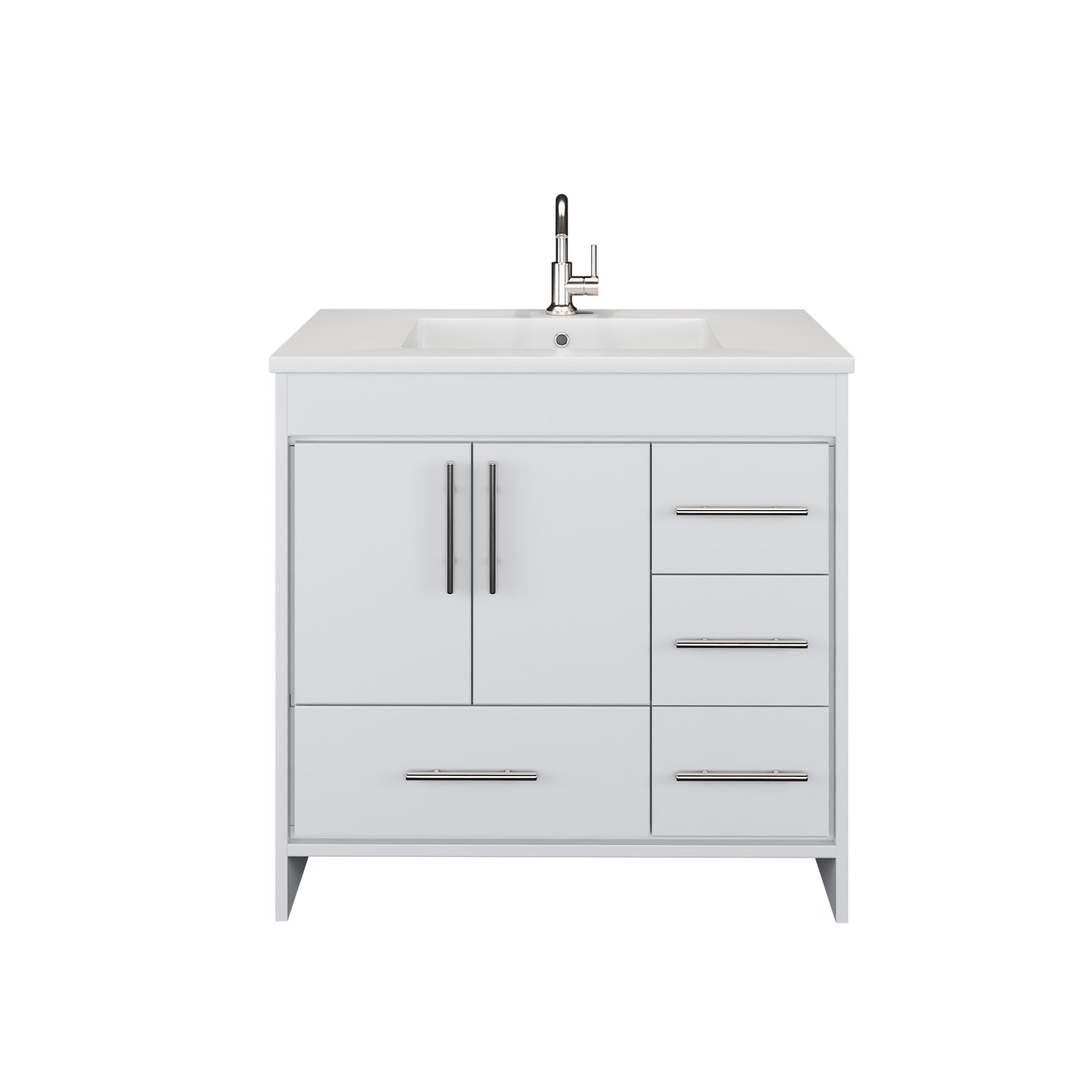 Flow 36" Bathroom Vanity with integrated counter top Right Side Drawers