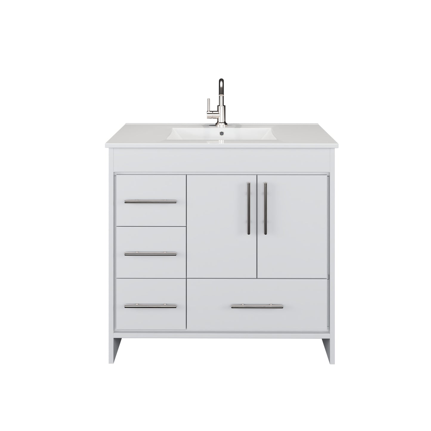 Flow 36" Bathroom Vanity with integrated counter top Left Side Drawers