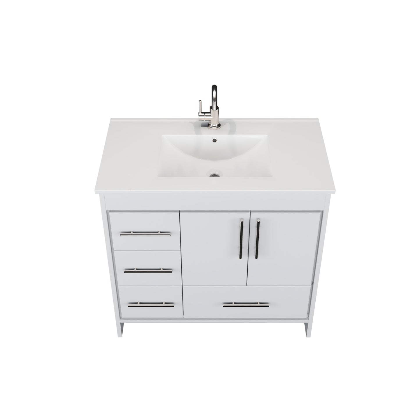 Flow 36" Bathroom Vanity with integrated counter top Left Side Drawers