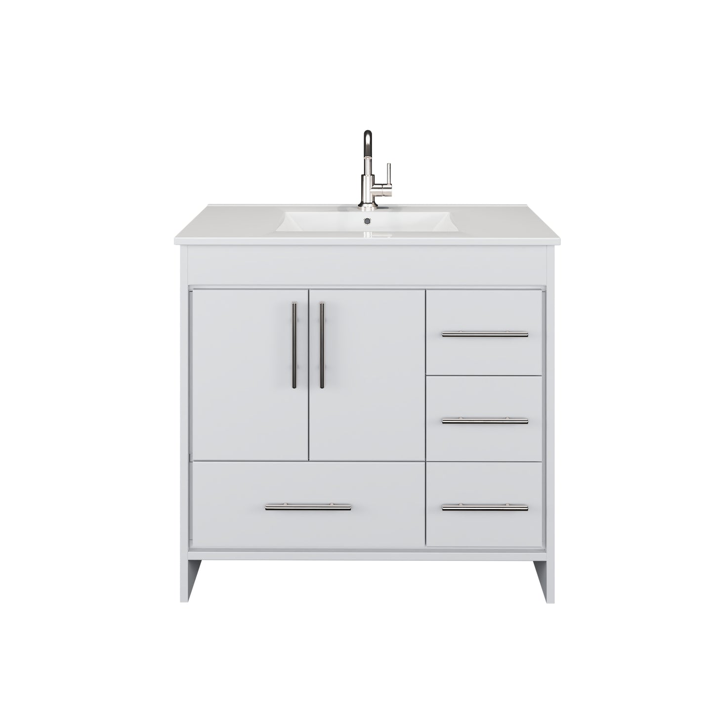 Flow 36" Bathroom Vanity with integrated counter top Right Side Drawers