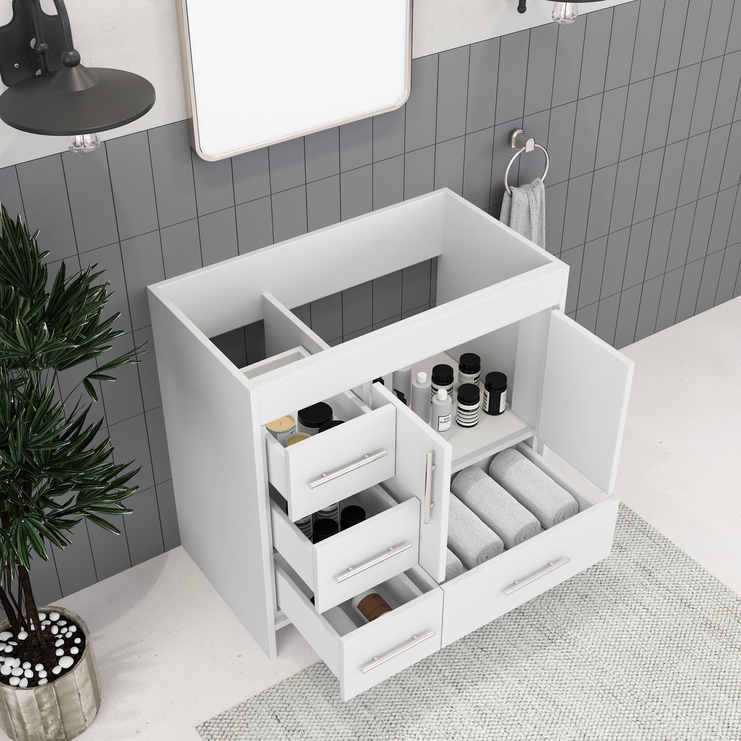 Flow 36" Bathroom Vanity Left Side Drawers Cabinet Only