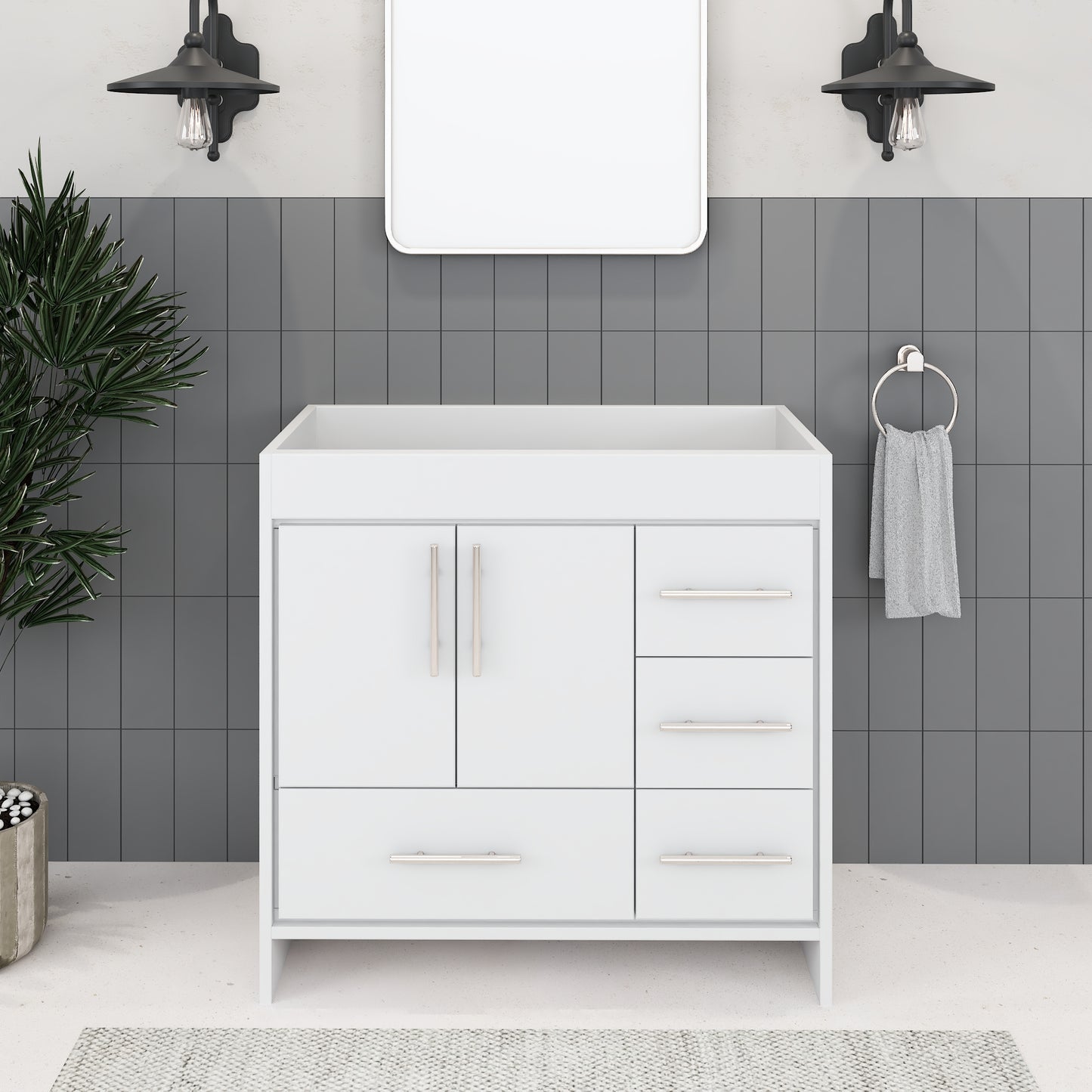 Flow 36" Bathroom Vanity Right Side Drawers Cabinet Only
