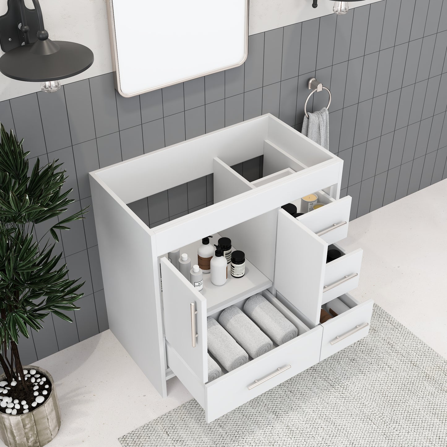 Flow 36" Bathroom Vanity Right Side Drawers Cabinet Only