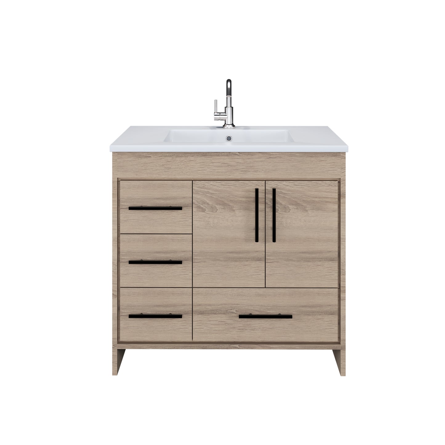 Flow 36" Bathroom Vanity with integrated counter top Left Side Drawers