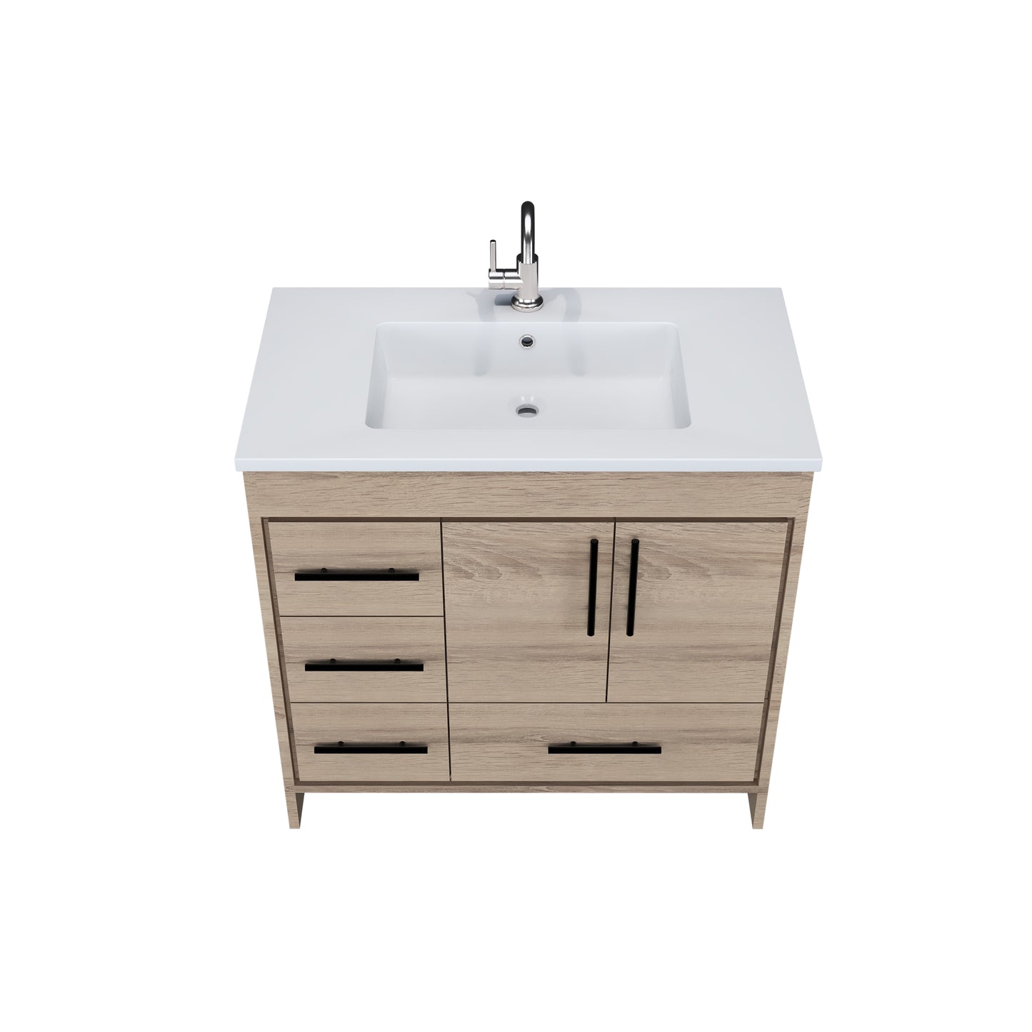 Flow 36" Bathroom Vanity with integrated counter top Left Side Drawers